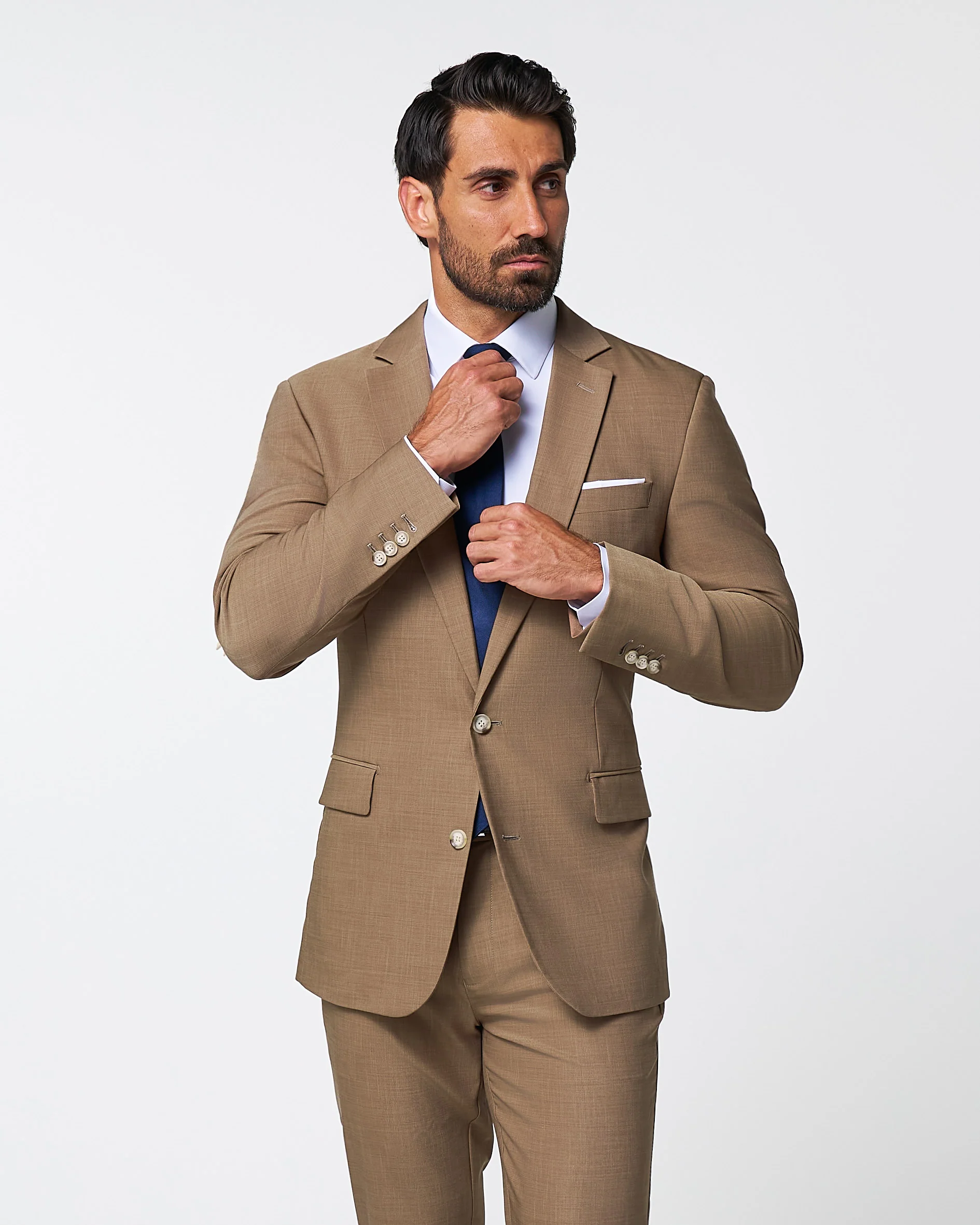 Athletic Fit Stretch Suit - Heathered Cappuccino - Image 2