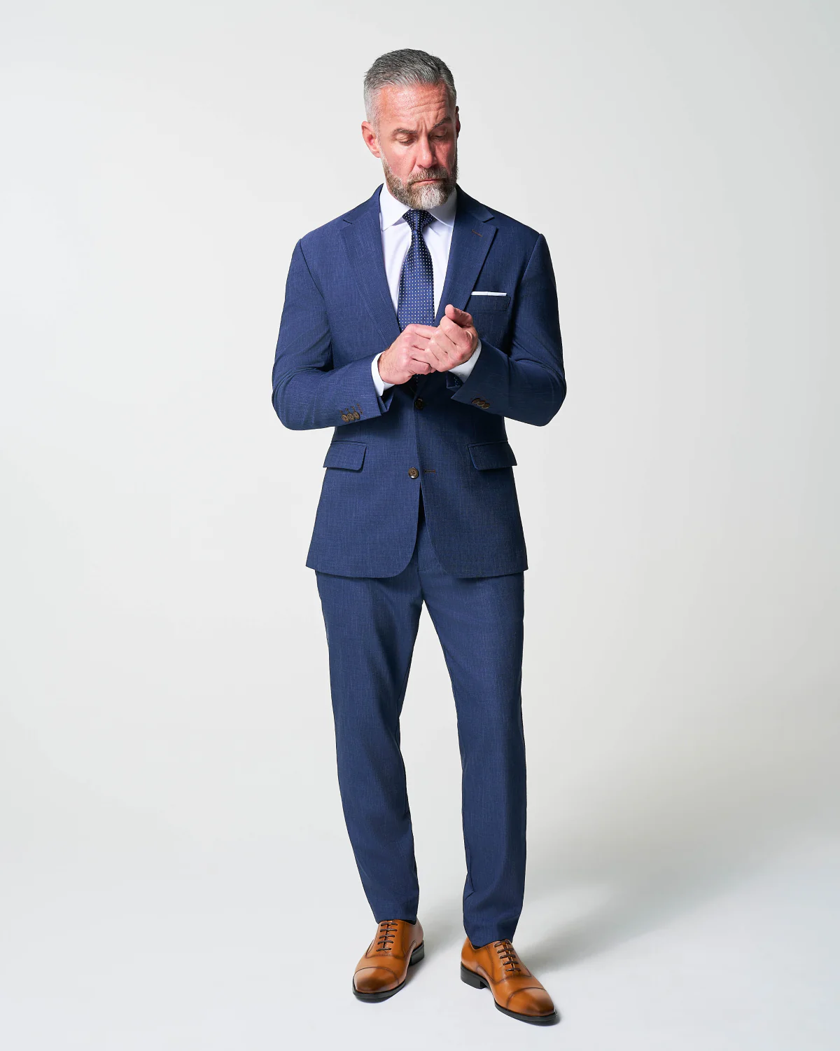 Athletic Fit Stretch Suit - Heathered Navy - Image 5
