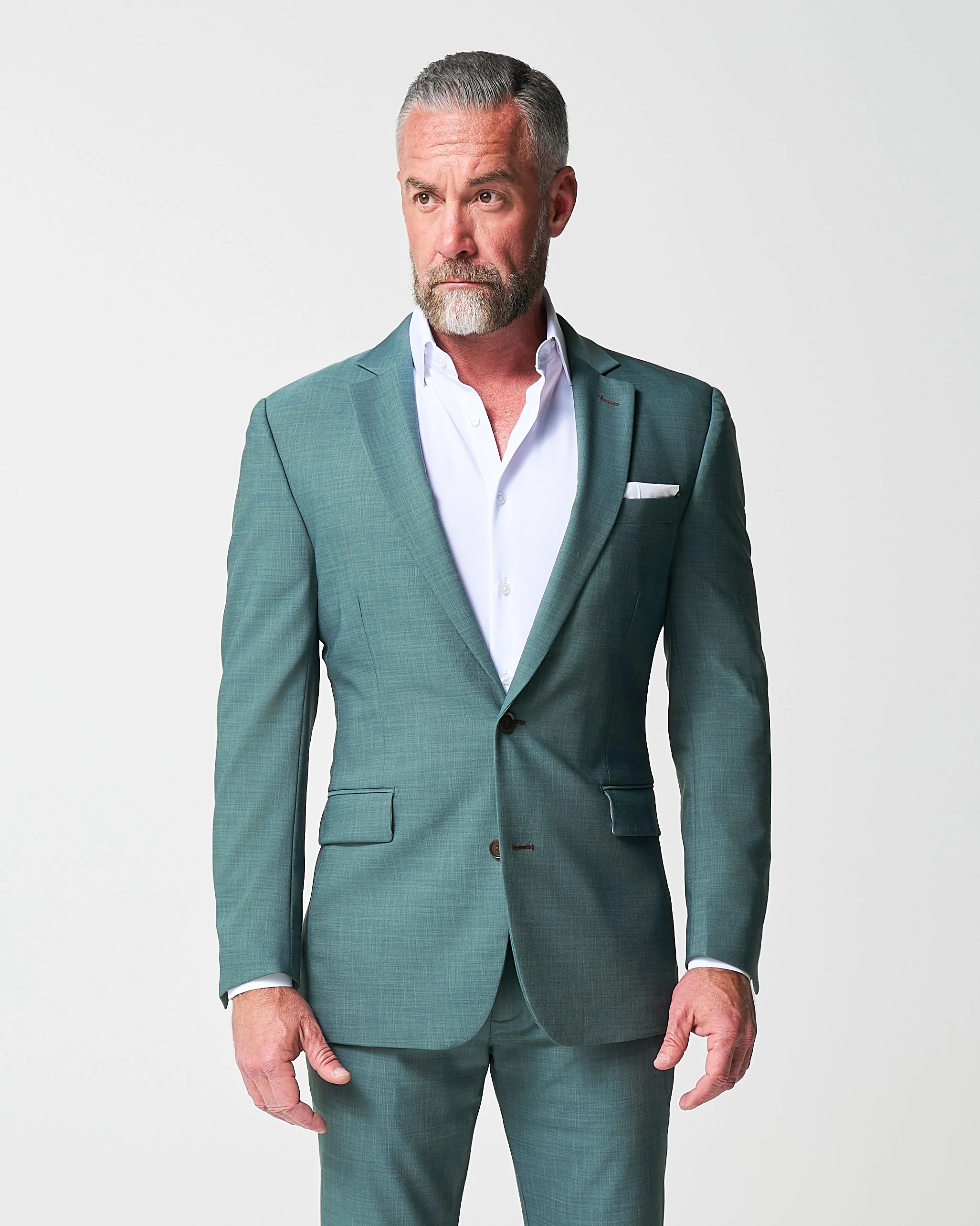 Athletic Fit Stretch Suit - Heathered Sea Green - Image 3
