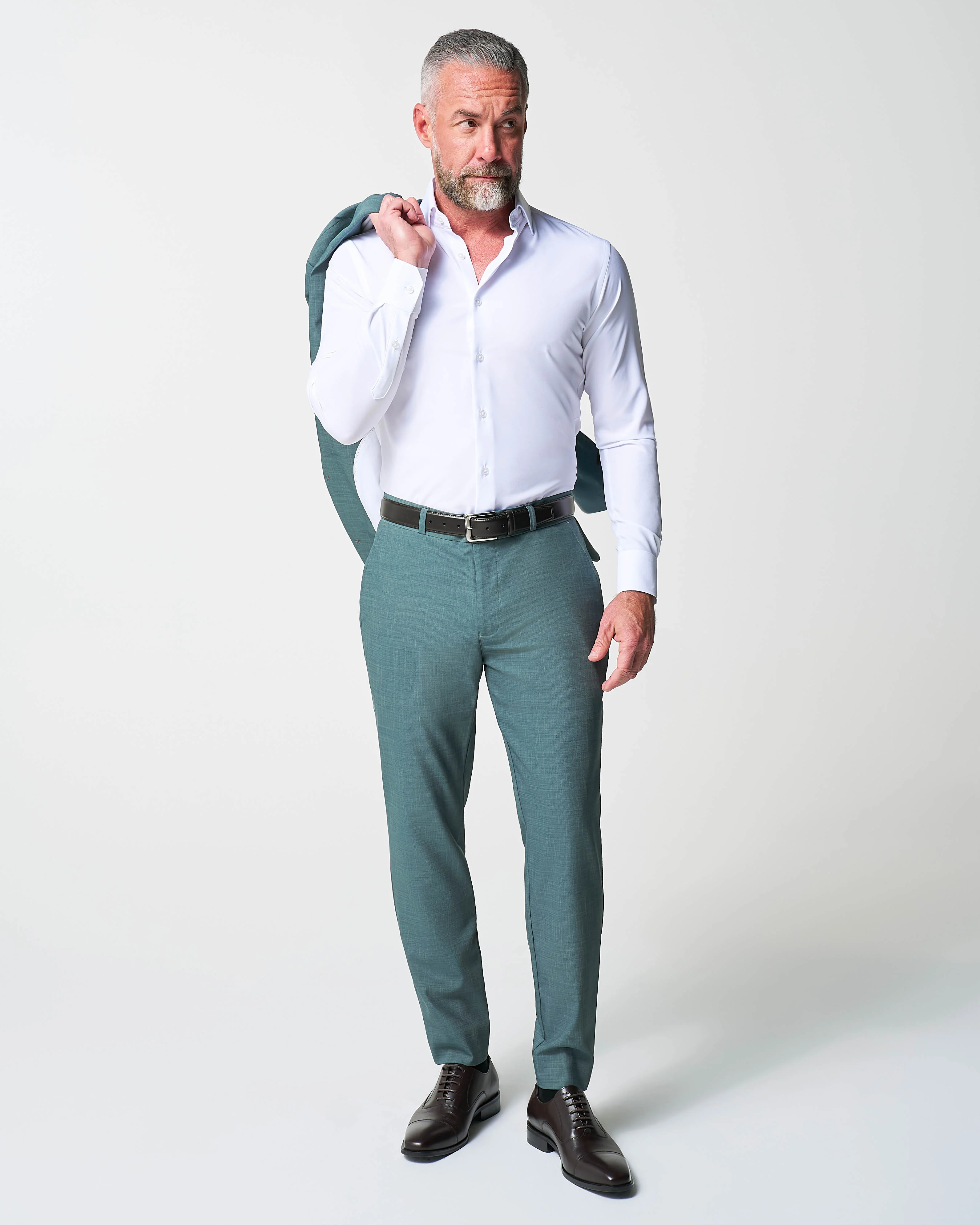 Athletic Fit Stretch Suit - Heathered Sea Green - Image 4