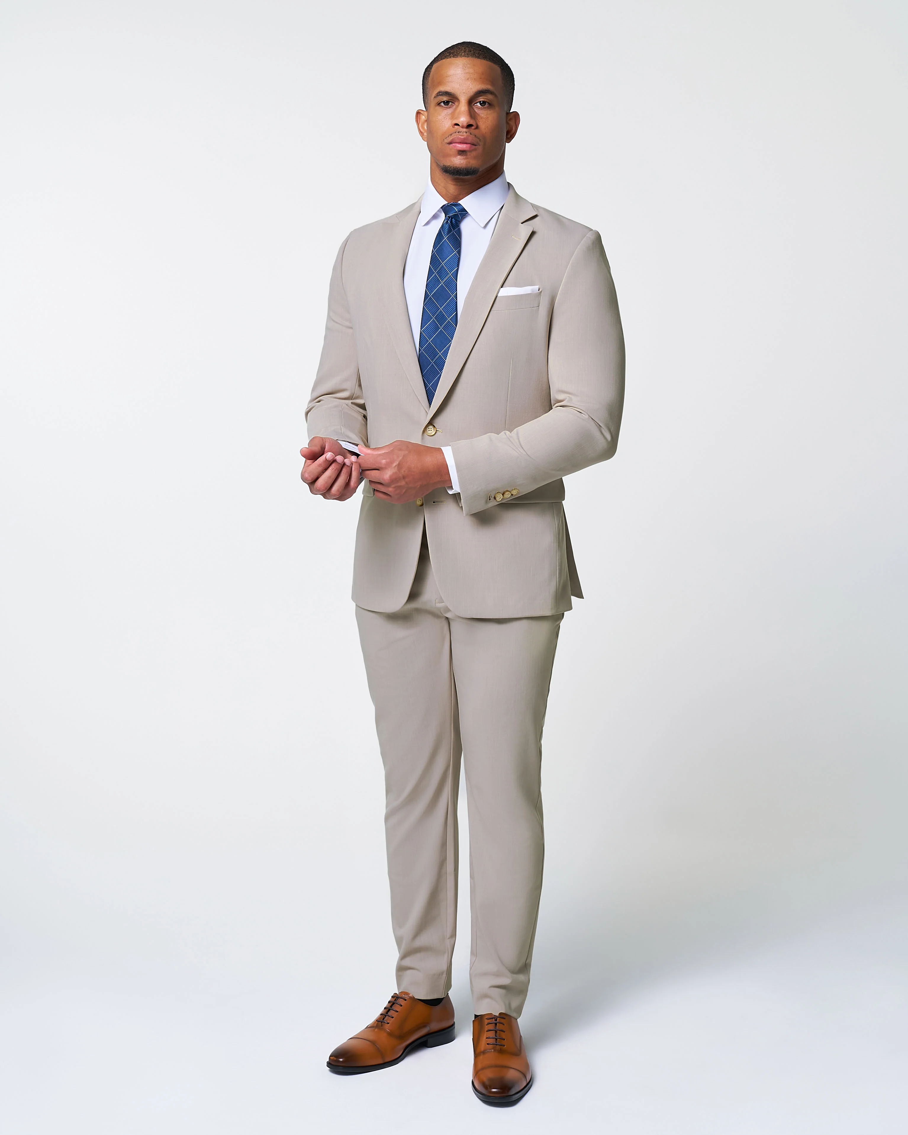 Athletic Fit Stretch Suit - Heathered Stone - Image 4