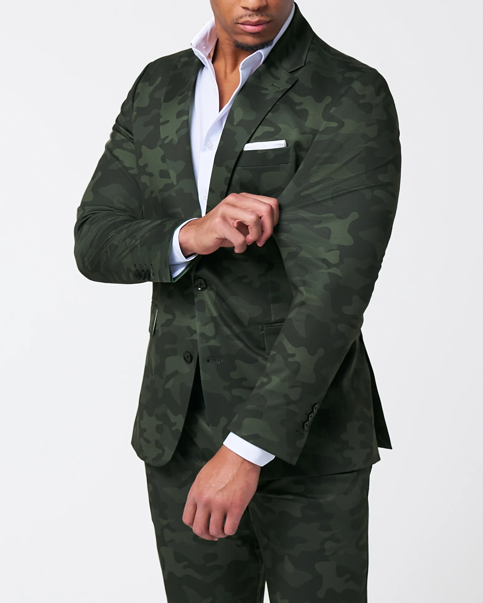 Athletic Fit Stretch Suit - Hunter Green Camo - Image 2