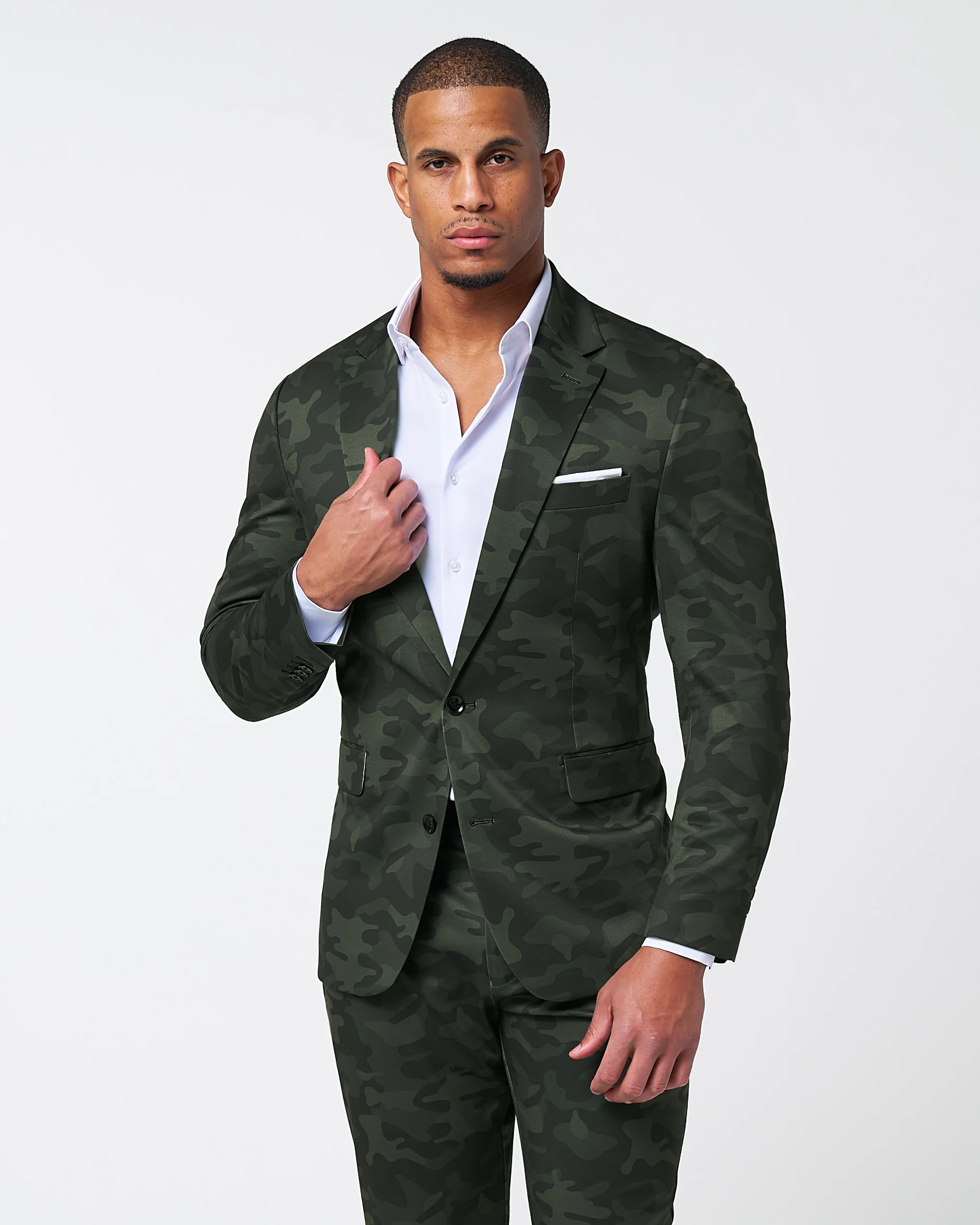 Athletic Fit Stretch Suit - Hunter Green Camo - Image 3