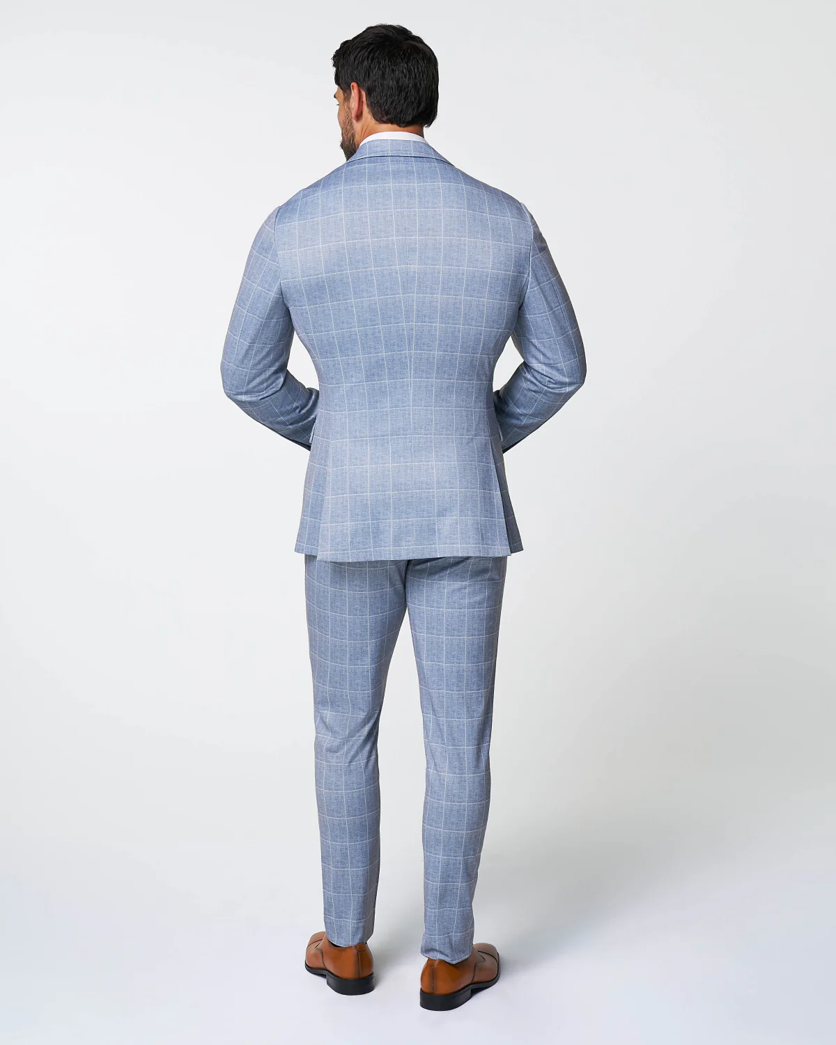 Athletic Fit Stretch Suit - Ice Light Blue Windowpane - Image 4