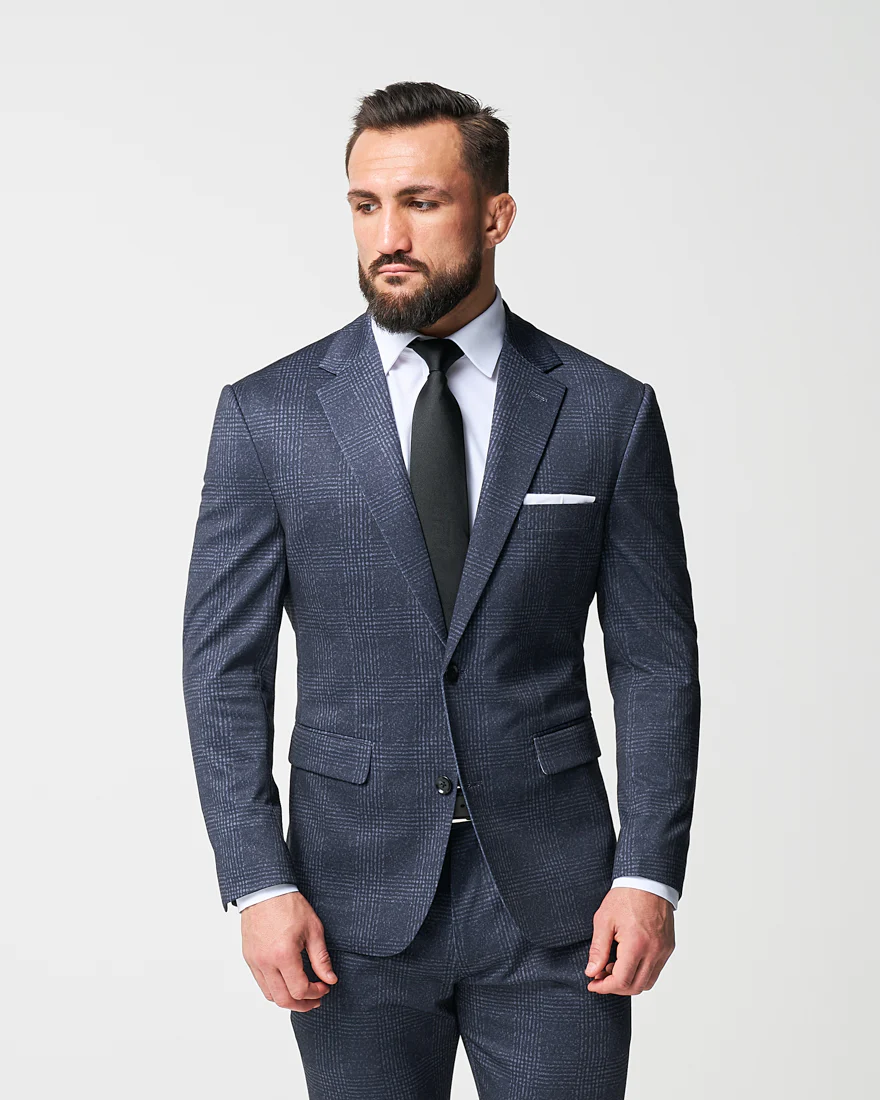 Athletic Fit Stretch Suit - Independence Blue Big Plaid - Image 3