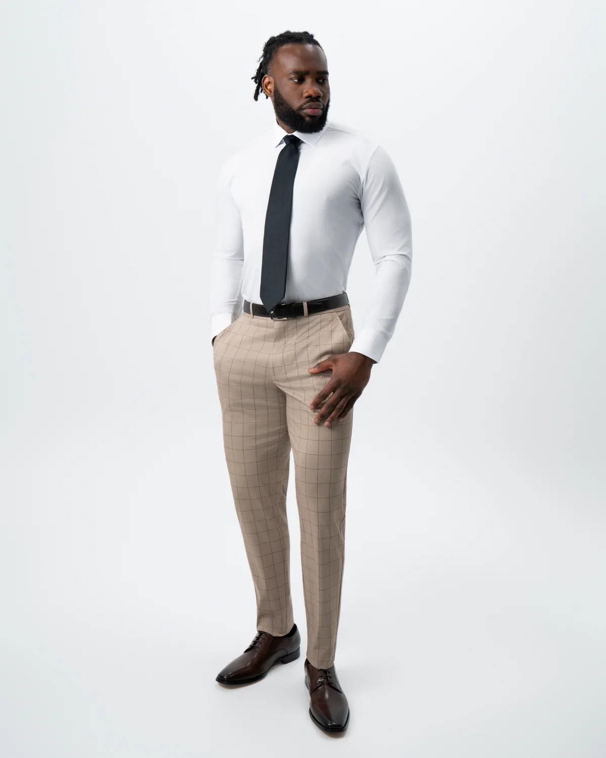 Athletic Fit Stretch Suit - Khaki and Olive Windowpane - Image 5