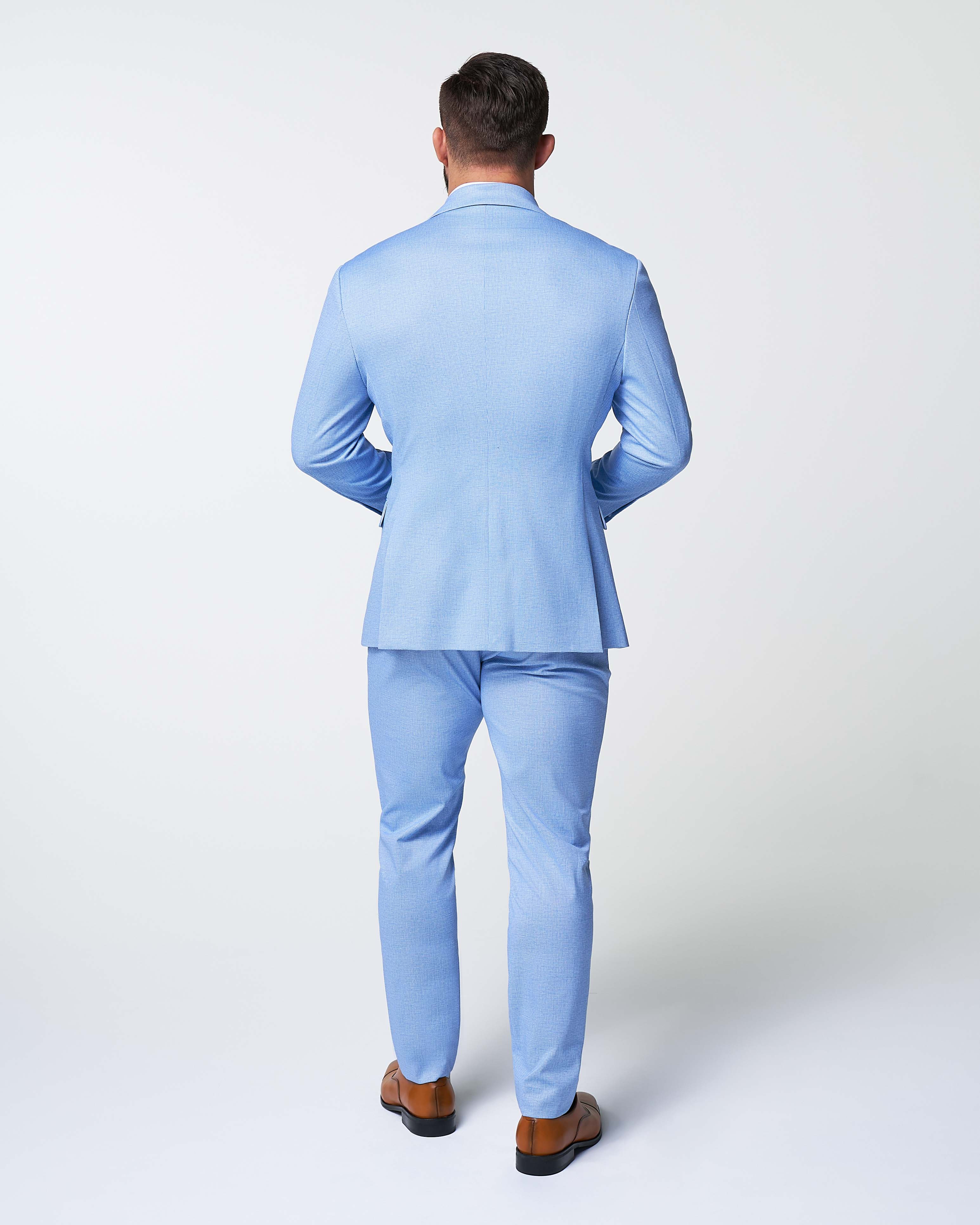 Athletic Fit Stretch Suit - Light Blue Mini Houndstooth - Image 4