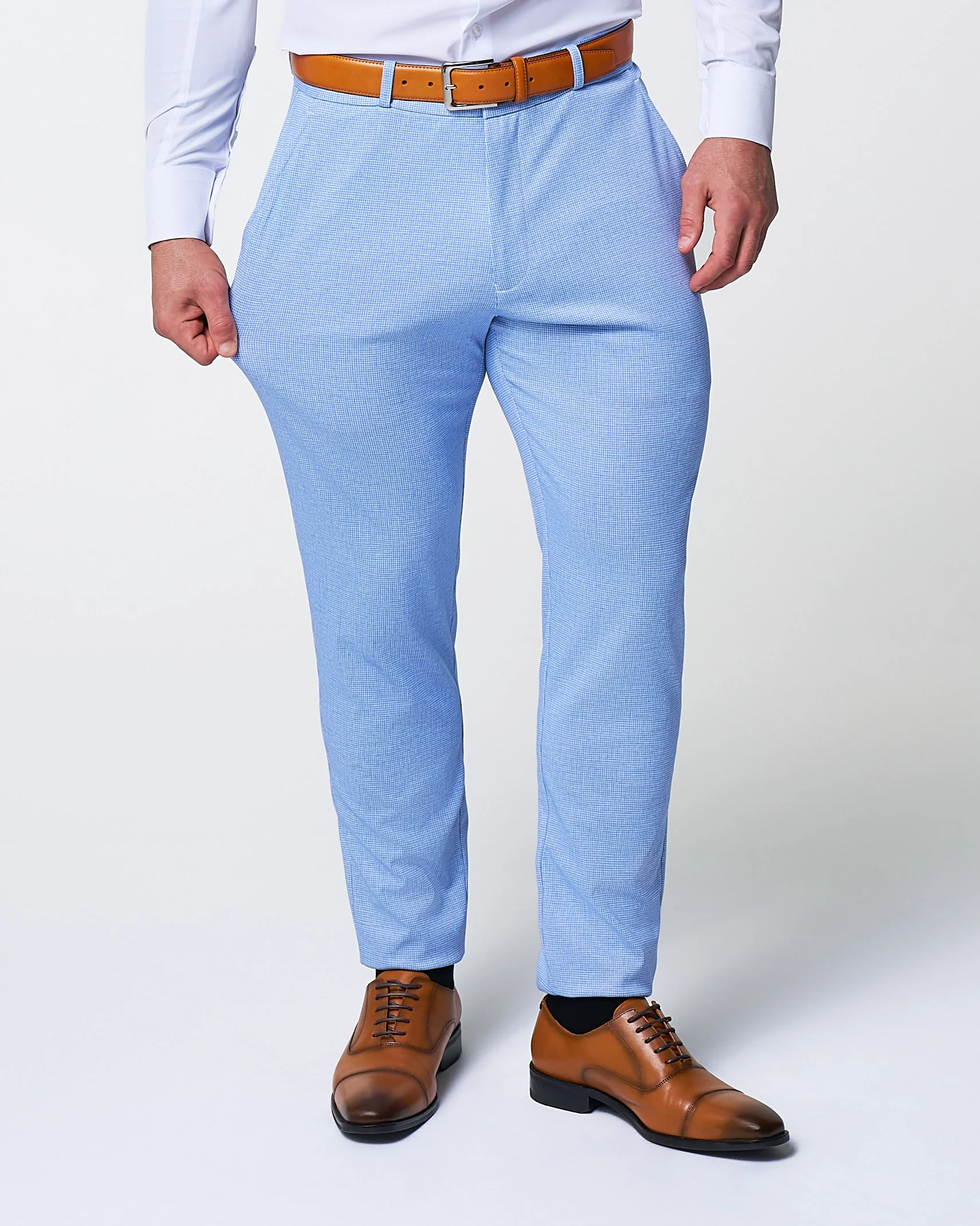 Athletic Fit Stretch Suit - Light Blue Mini Houndstooth - Image 5