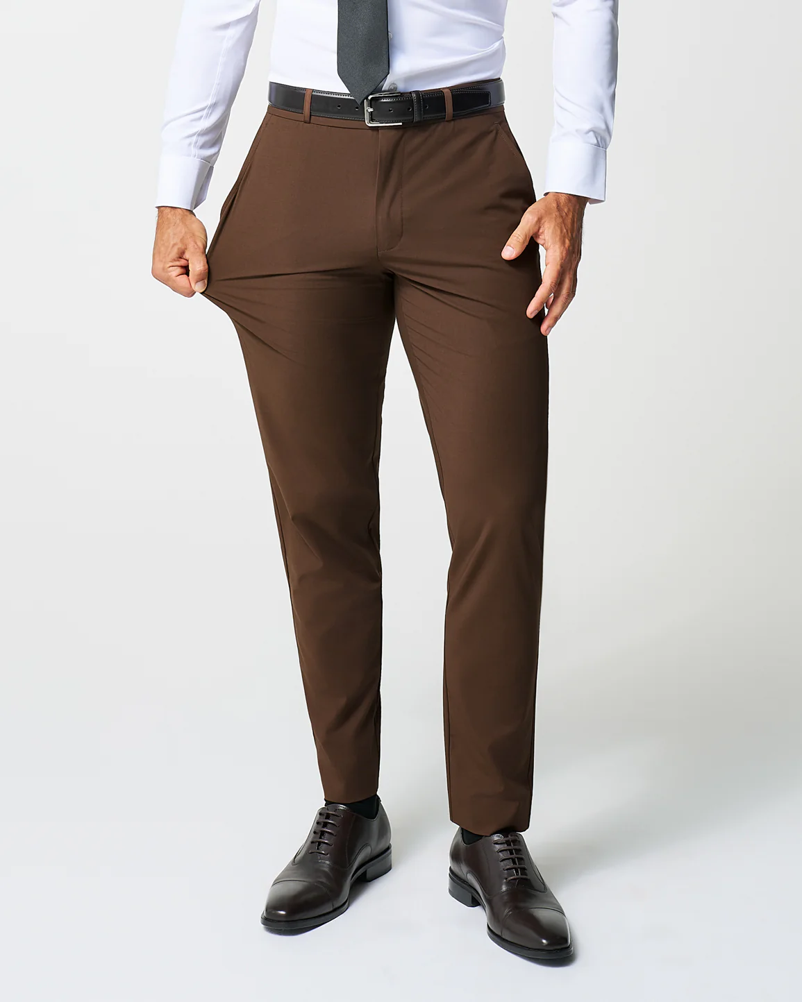 Athletic Fit Stretch Suit - Lightweight Heathered Chocolate - Image 5