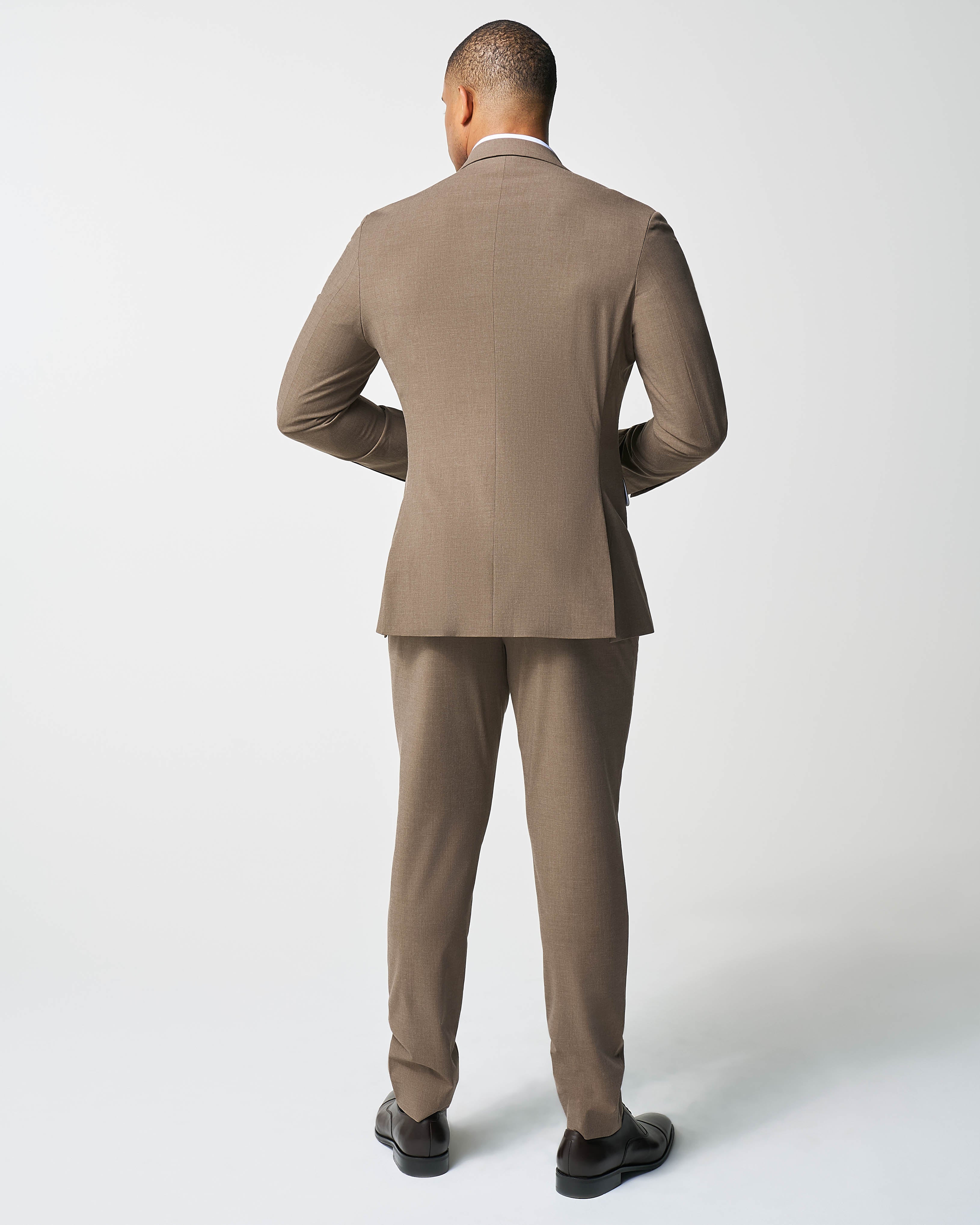 Athletic Fit Stretch Suit - Lightweight Heathered Latte - Image 4