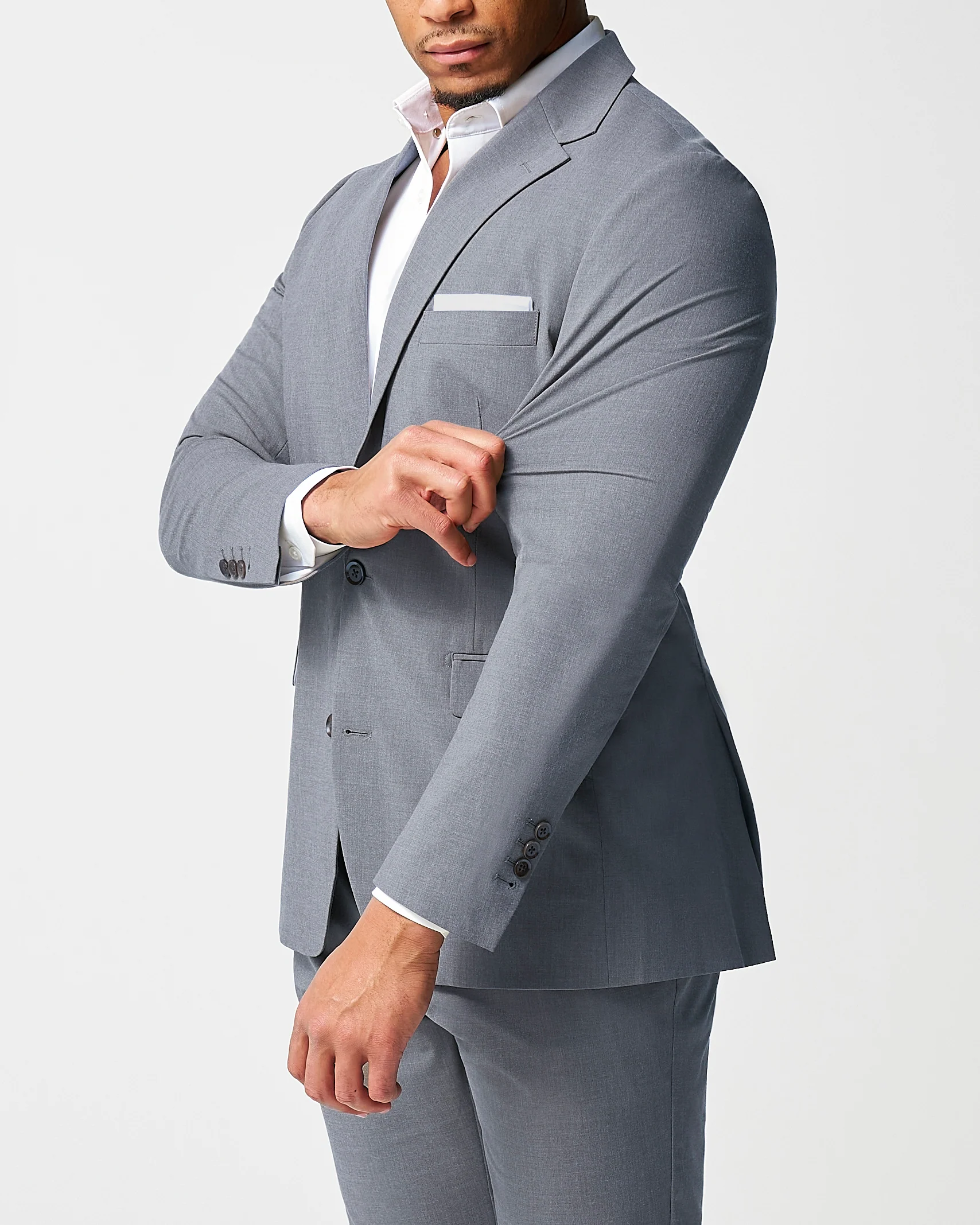 Athletic Fit Stretch Suit - Lightweight Heathered Smoked Grey - Image 2