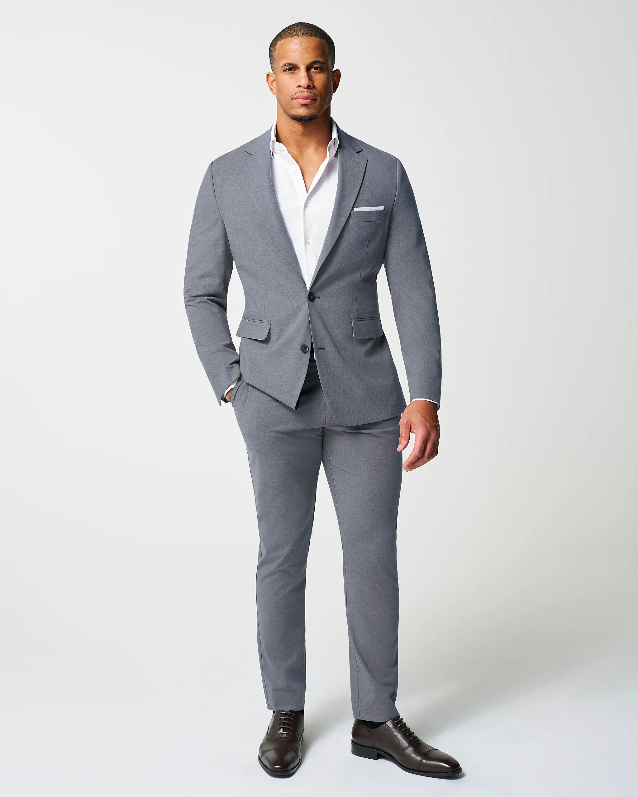 Athletic Fit Stretch Suit - Lightweight Heathered Smoked Grey - Image 4