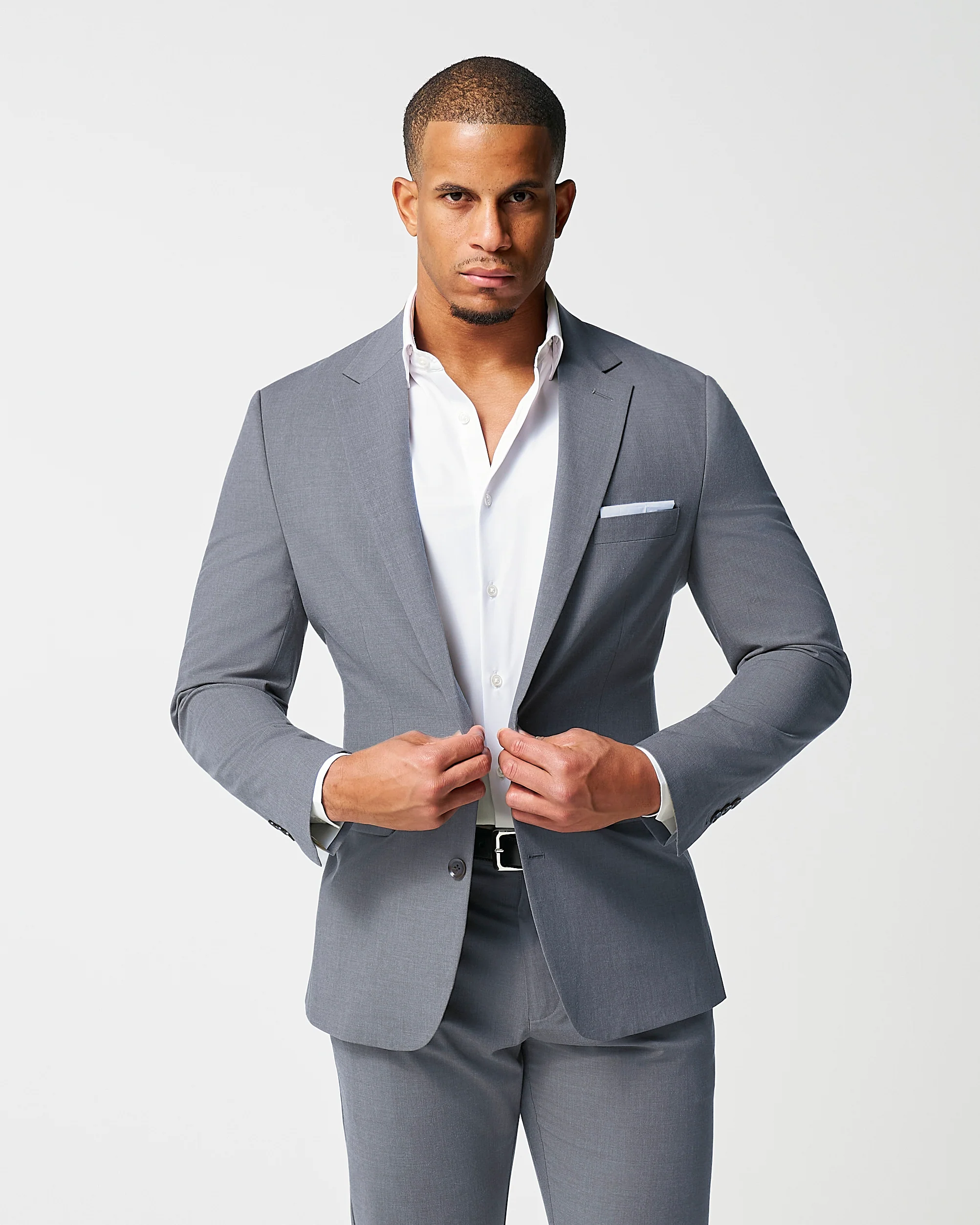 Athletic Fit Stretch Suit - Lightweight Heathered Smoked Grey - Image 7