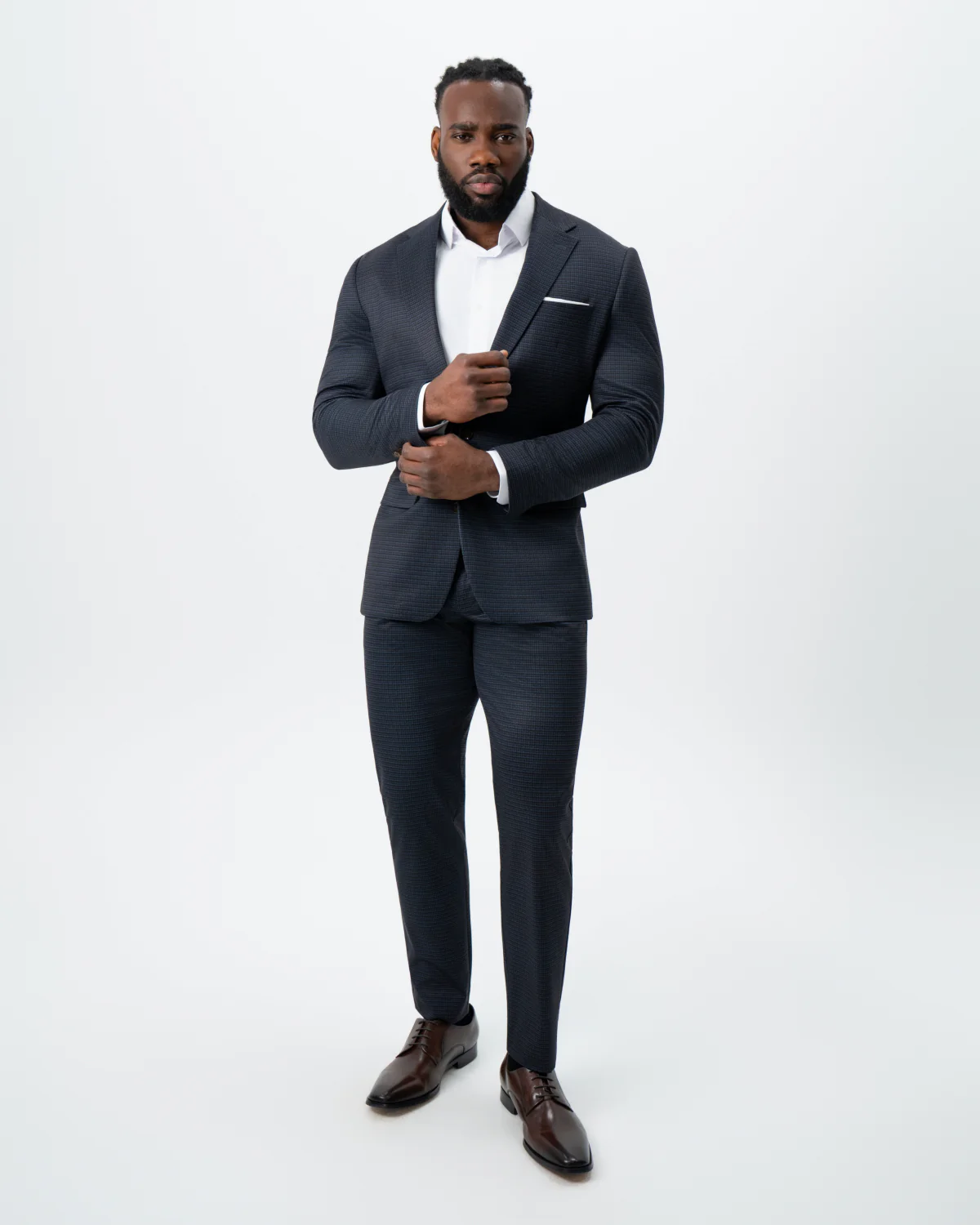 Athletic Fit Stretch Suit - Maroon, Navy, and Black Mini Check