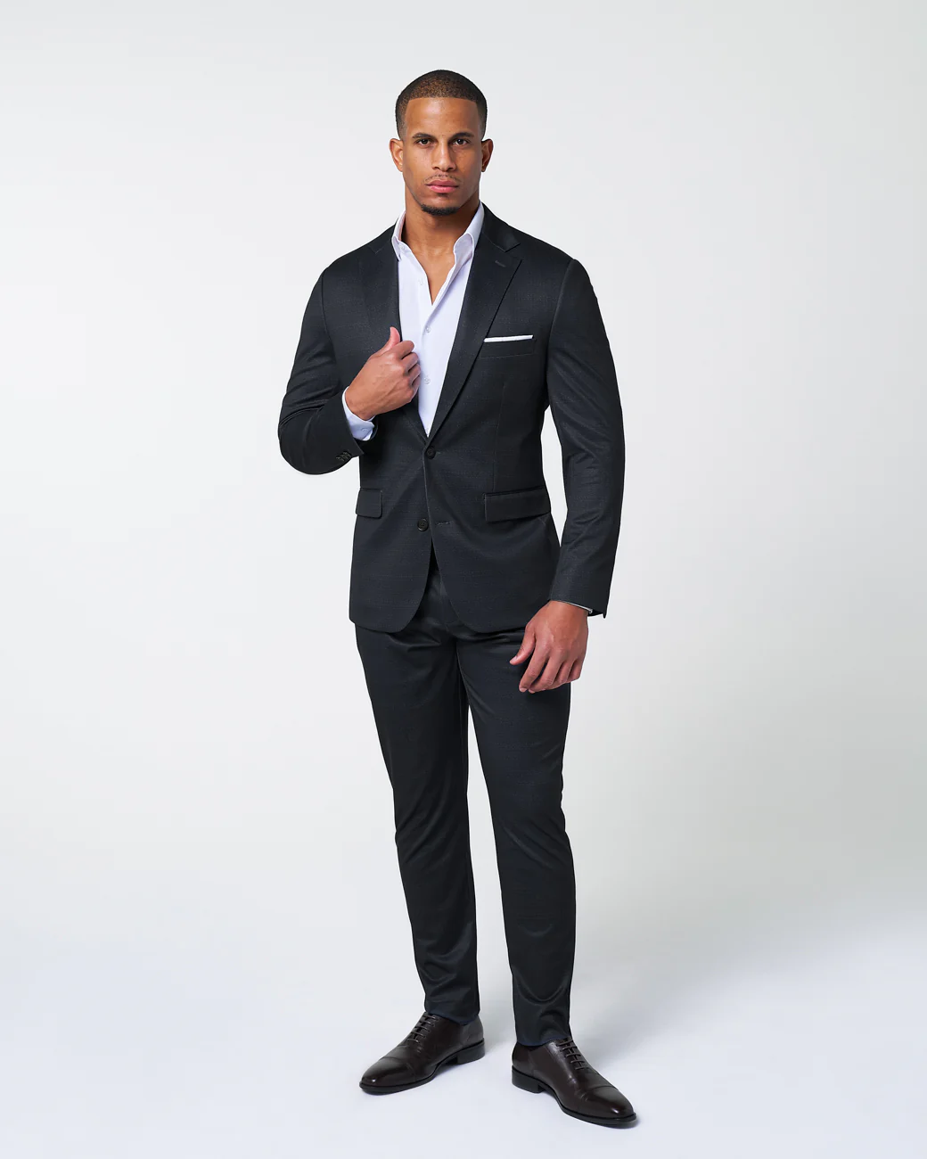 Athletic Fit Stretch Suit - Midnight Navy & Blue Microcheck