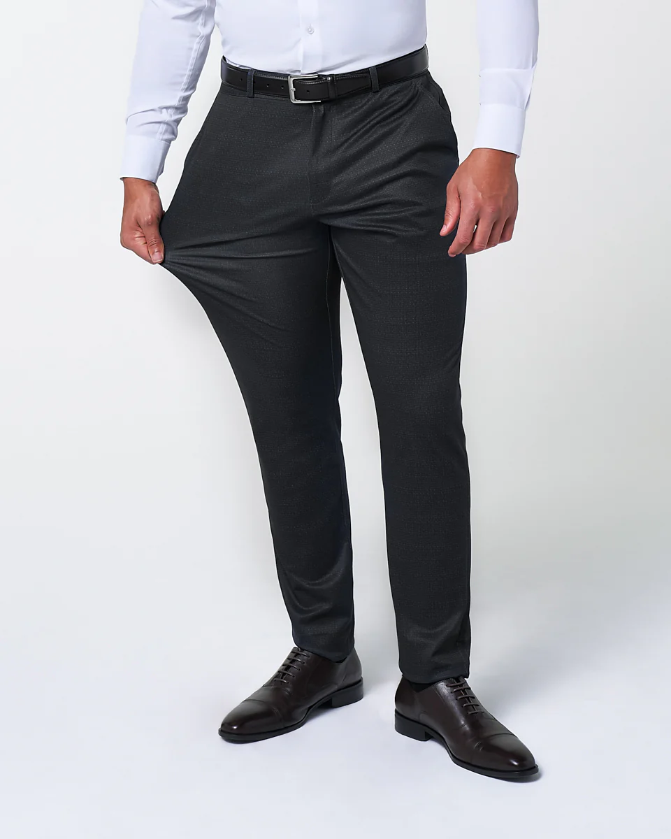 Athletic Fit Stretch Suit - Midnight Navy & Blue Microcheck - Image 5