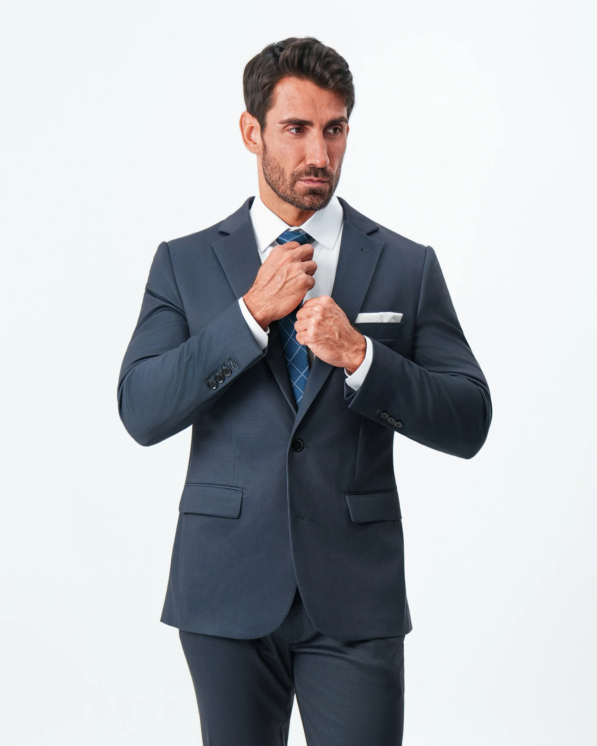 Athletic Fit Stretch Suit - Navy and Black Mini Houndstooth  - Image 3