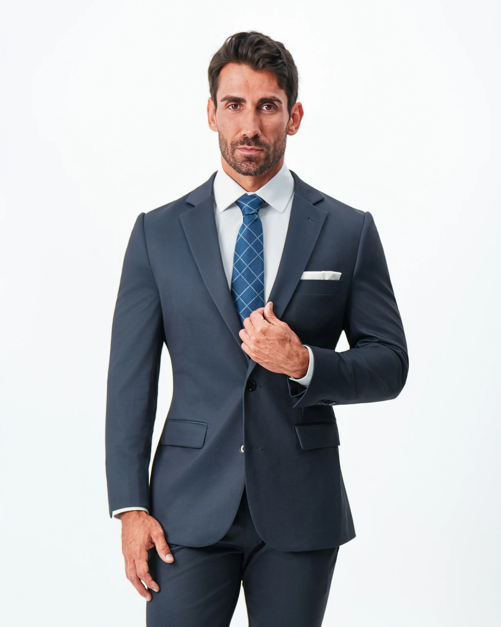 Athletic Fit Stretch Suit - Navy and Black Mini Houndstooth  - Image 5