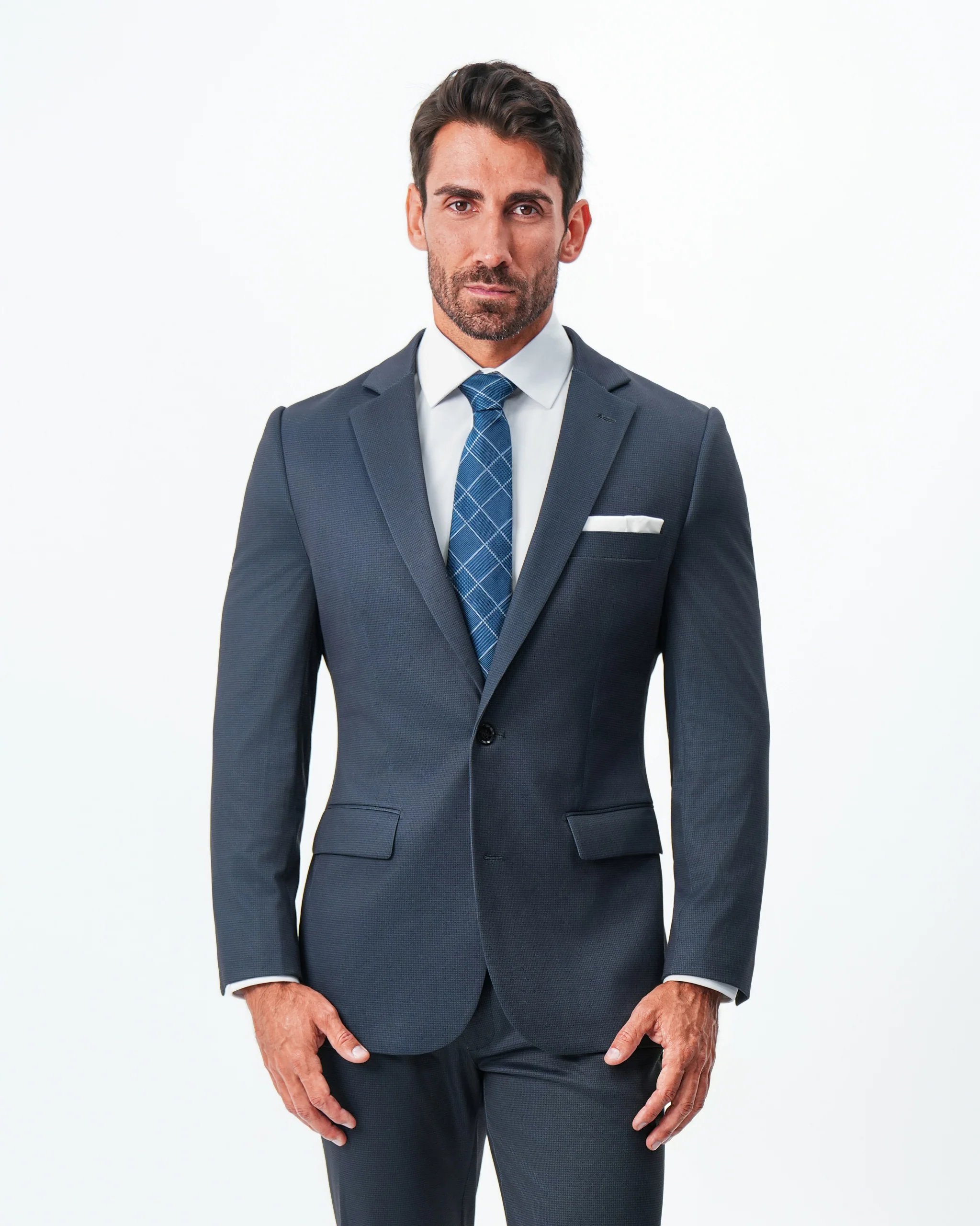 Athletic Fit Stretch Suit - Navy and Black Mini Houndstooth  - Image 6
