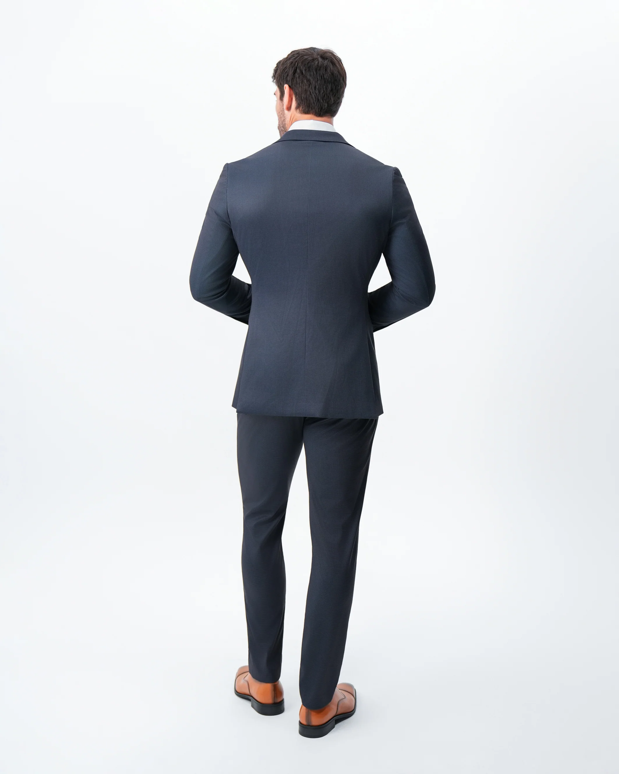 Athletic Fit Stretch Suit - Navy and Black Mini Houndstooth  - Image 7