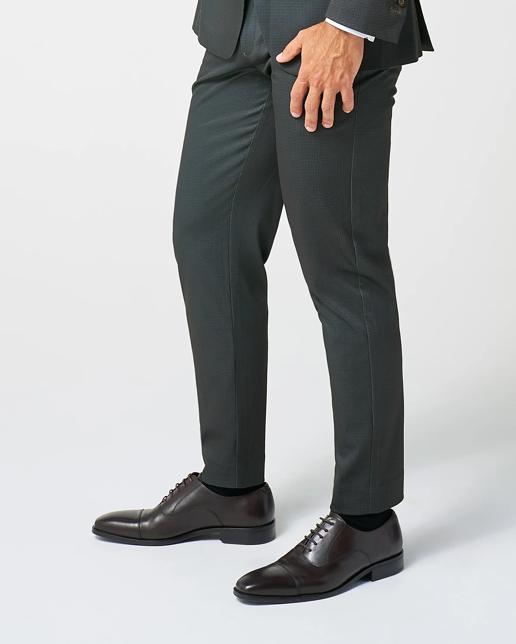 Athletic Fit Stretch Suit Pants - Charcoal Microcheck - Image 3