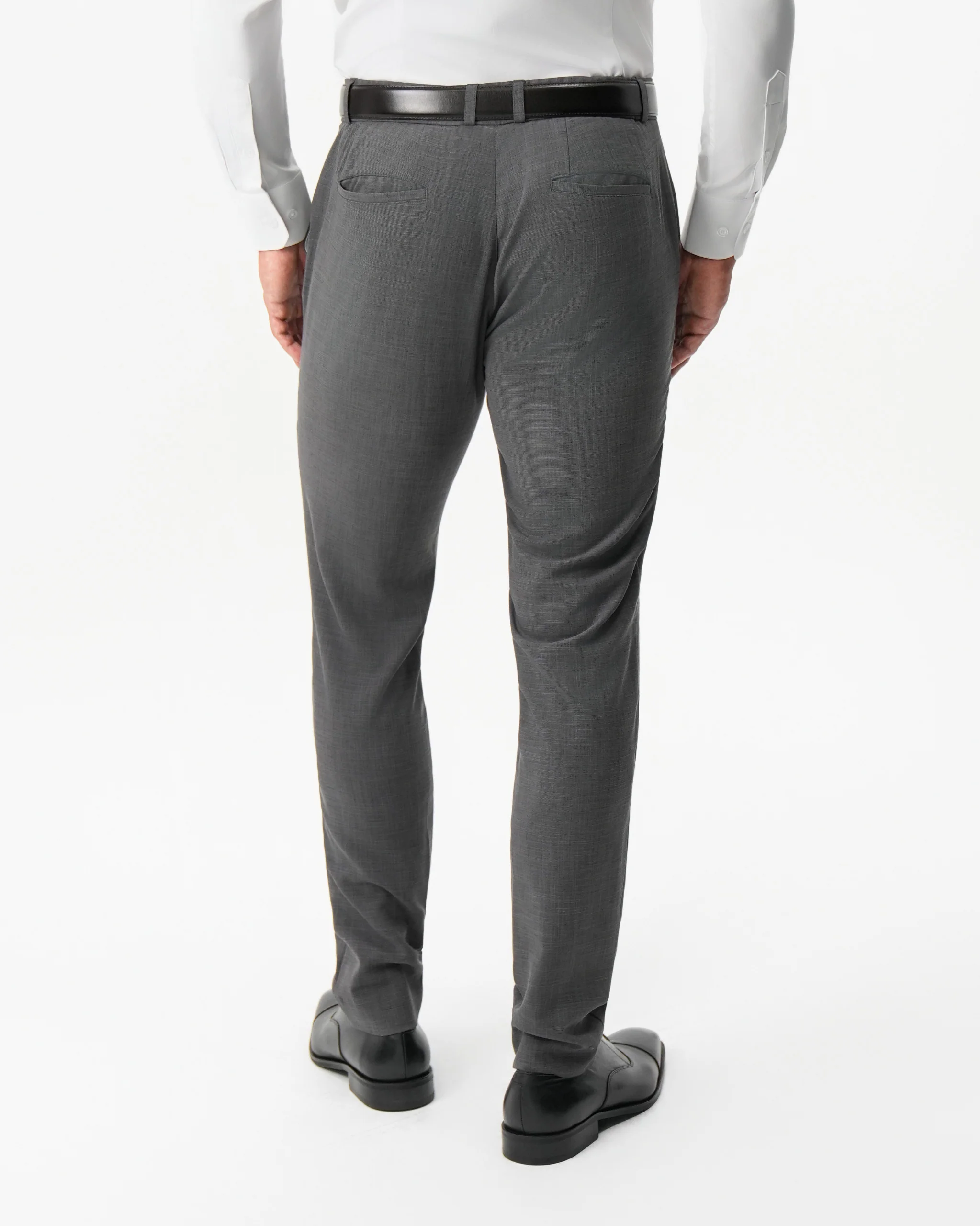 Athletic Fit Stretch Suit Pants - Dark Grey Crosshatch - Image 5