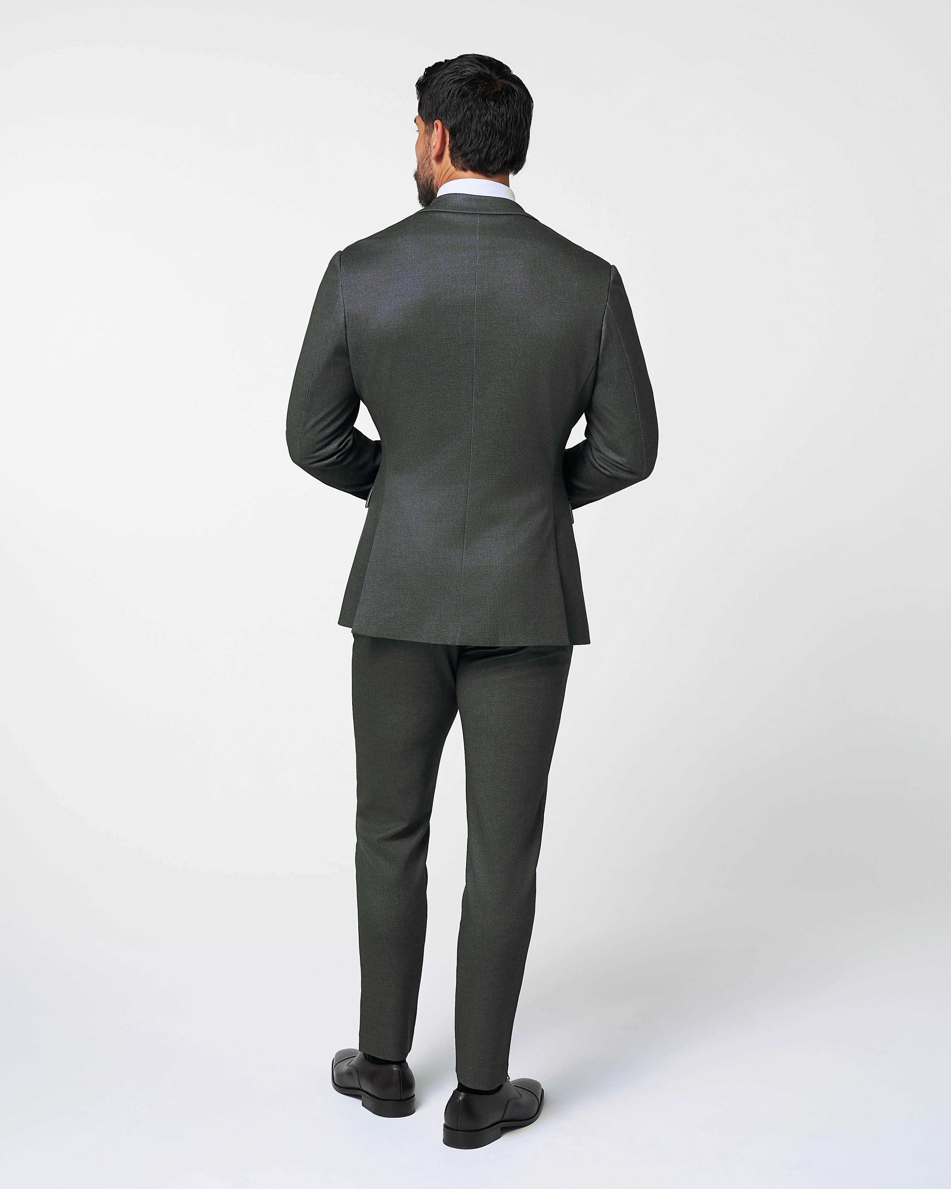 Athletic Fit Stretch Suit Pants - Deep Olive - Image 4