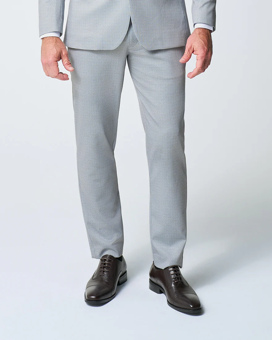 Athletic Fit Stretch Suit Pants - Grey Houndstooth Microcheck - Image 3