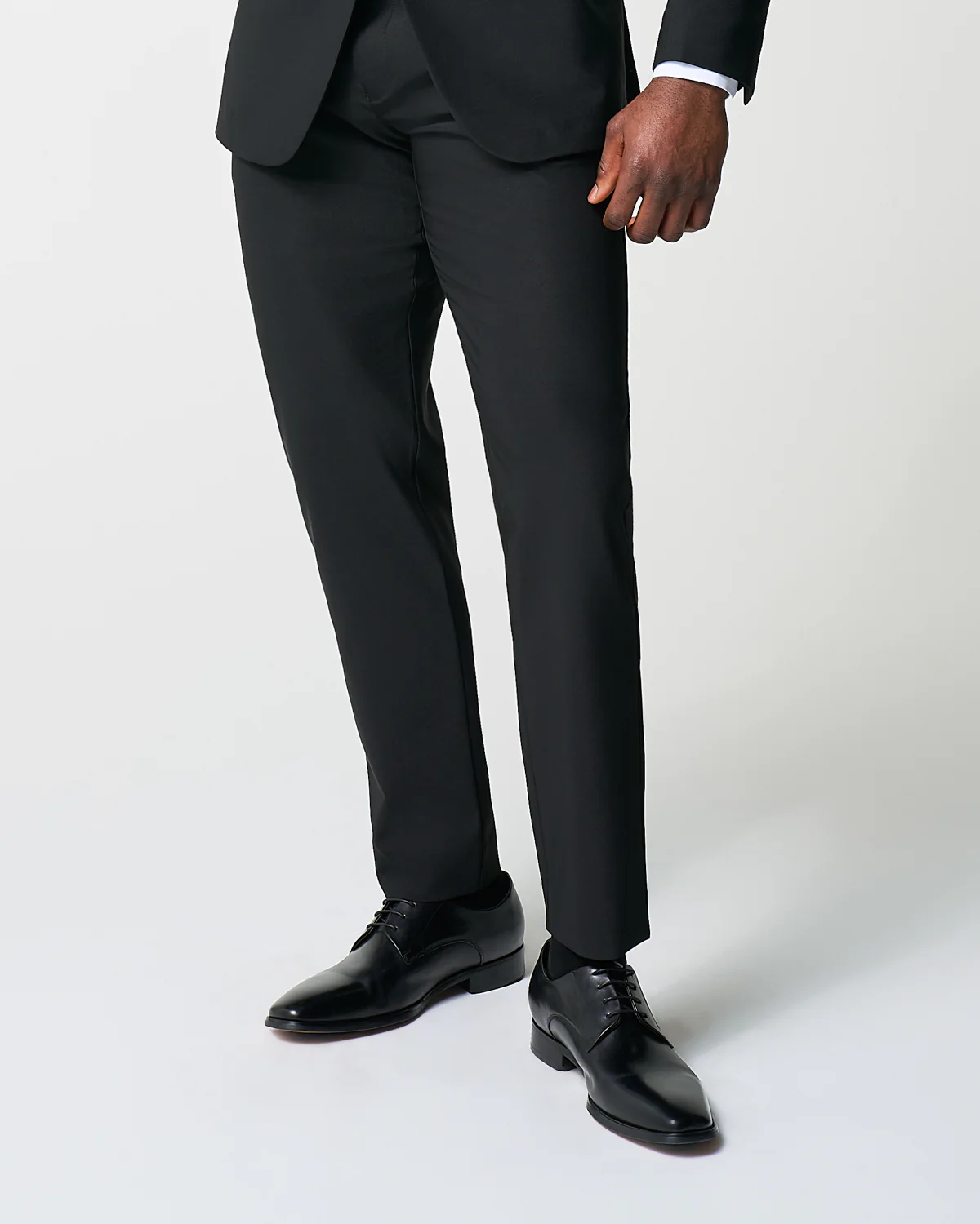 Athletic Fit Stretch Suit Pants - Heathered Black - Image 4