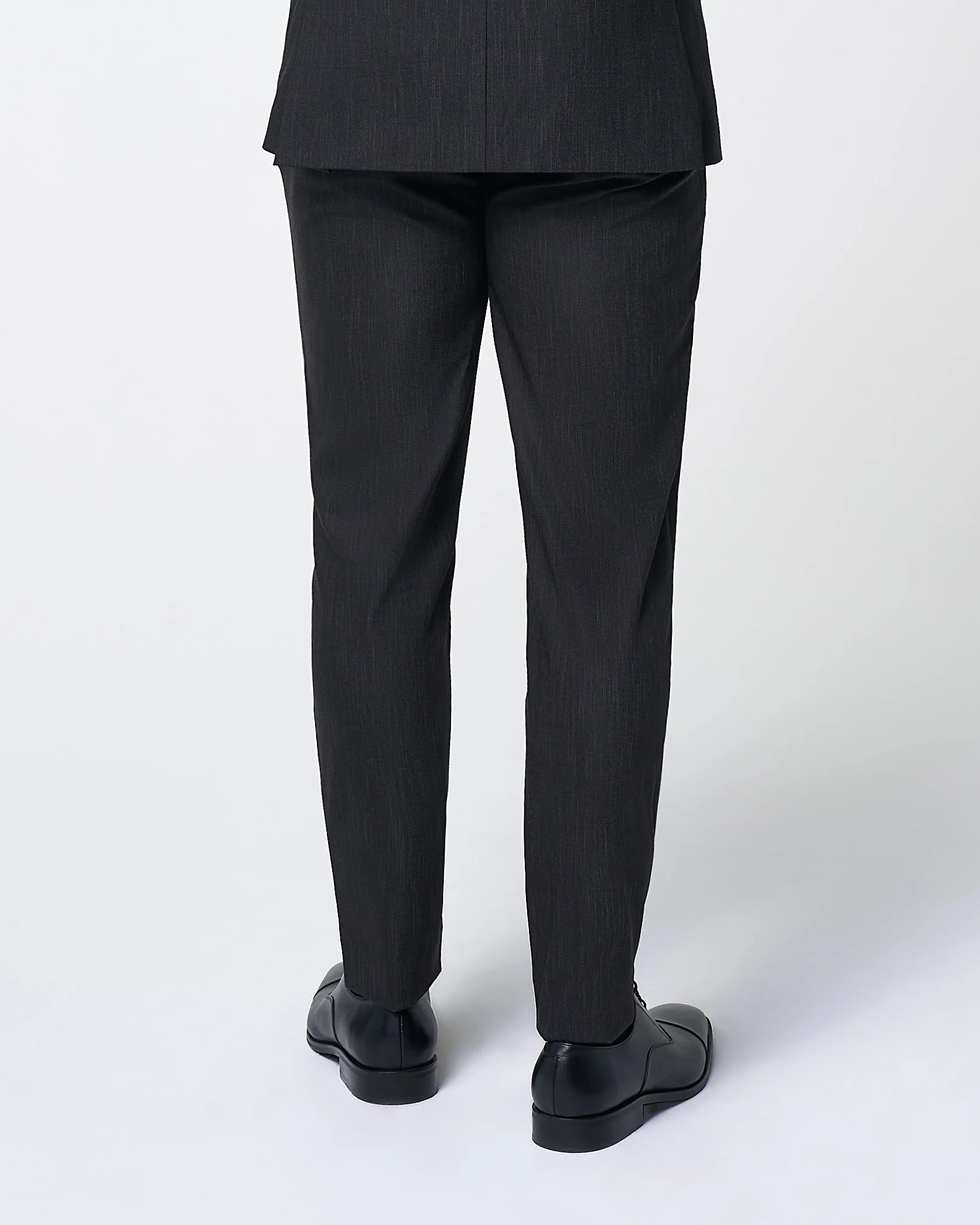 Athletic Fit Stretch Suit Pants - Heathered Charcoal - Image 4