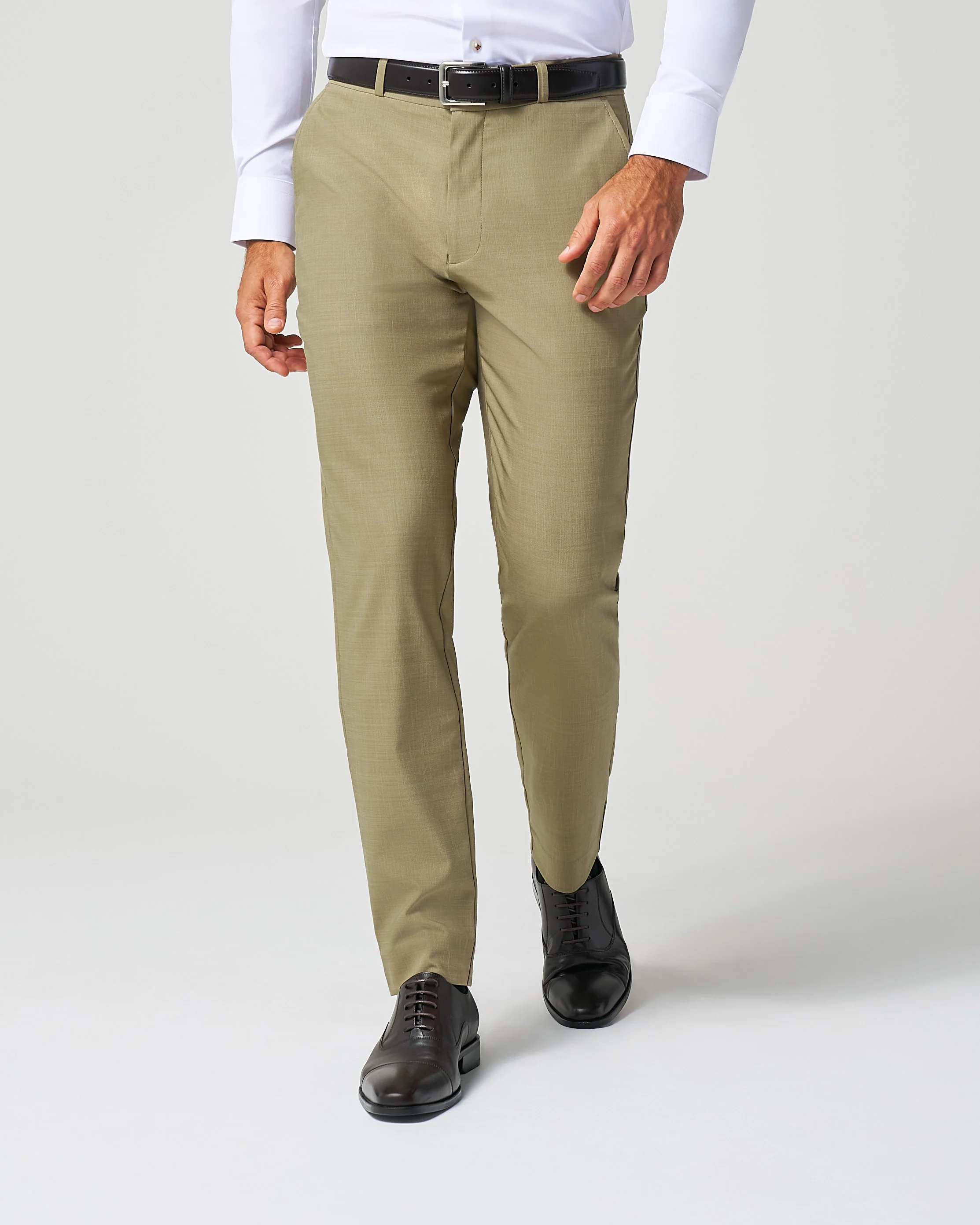 Athletic Fit Stretch Suit Pants - Heathered Olive - Image 5