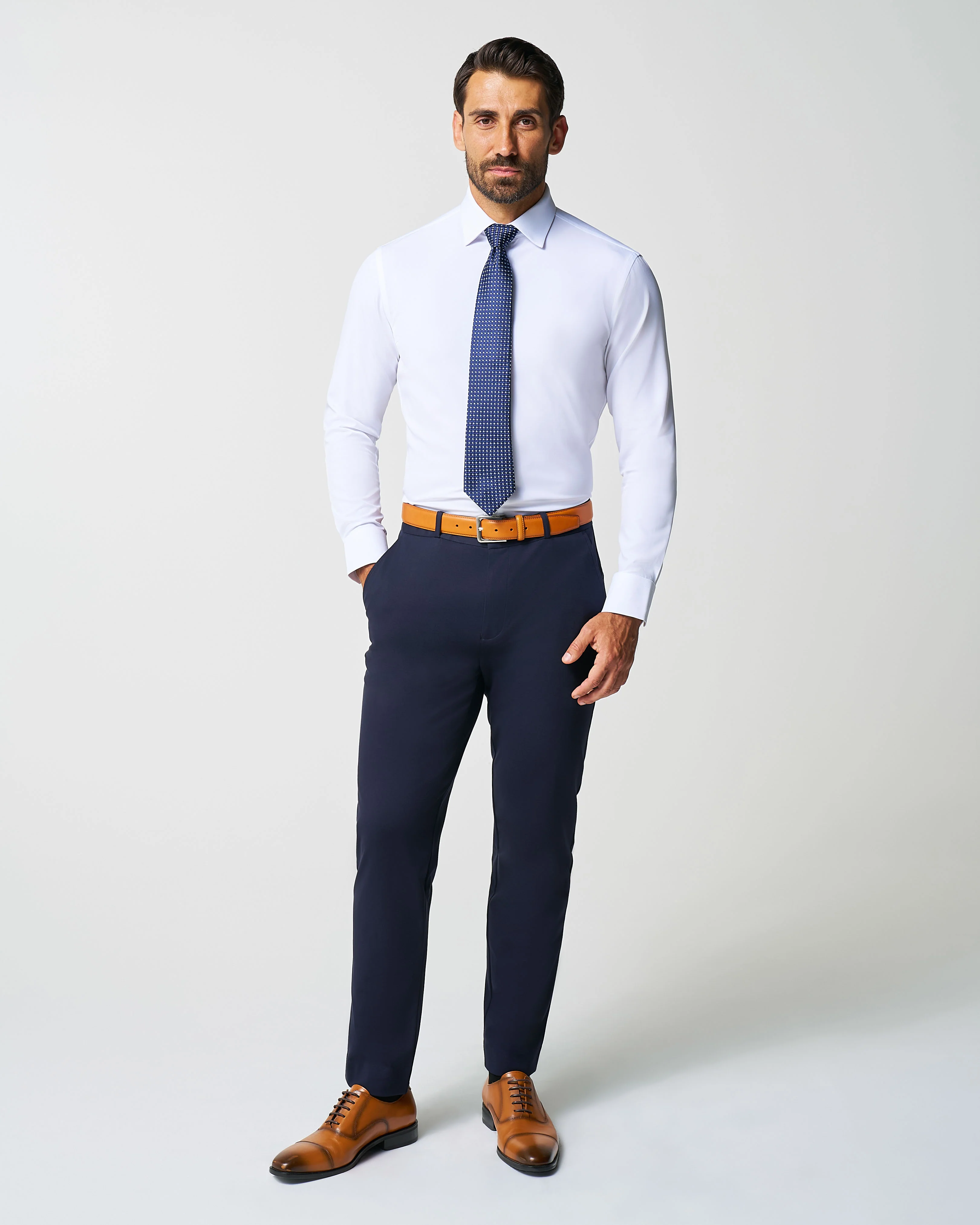 Athletic Fit Stretch Suit Pants - Navy - Image 7