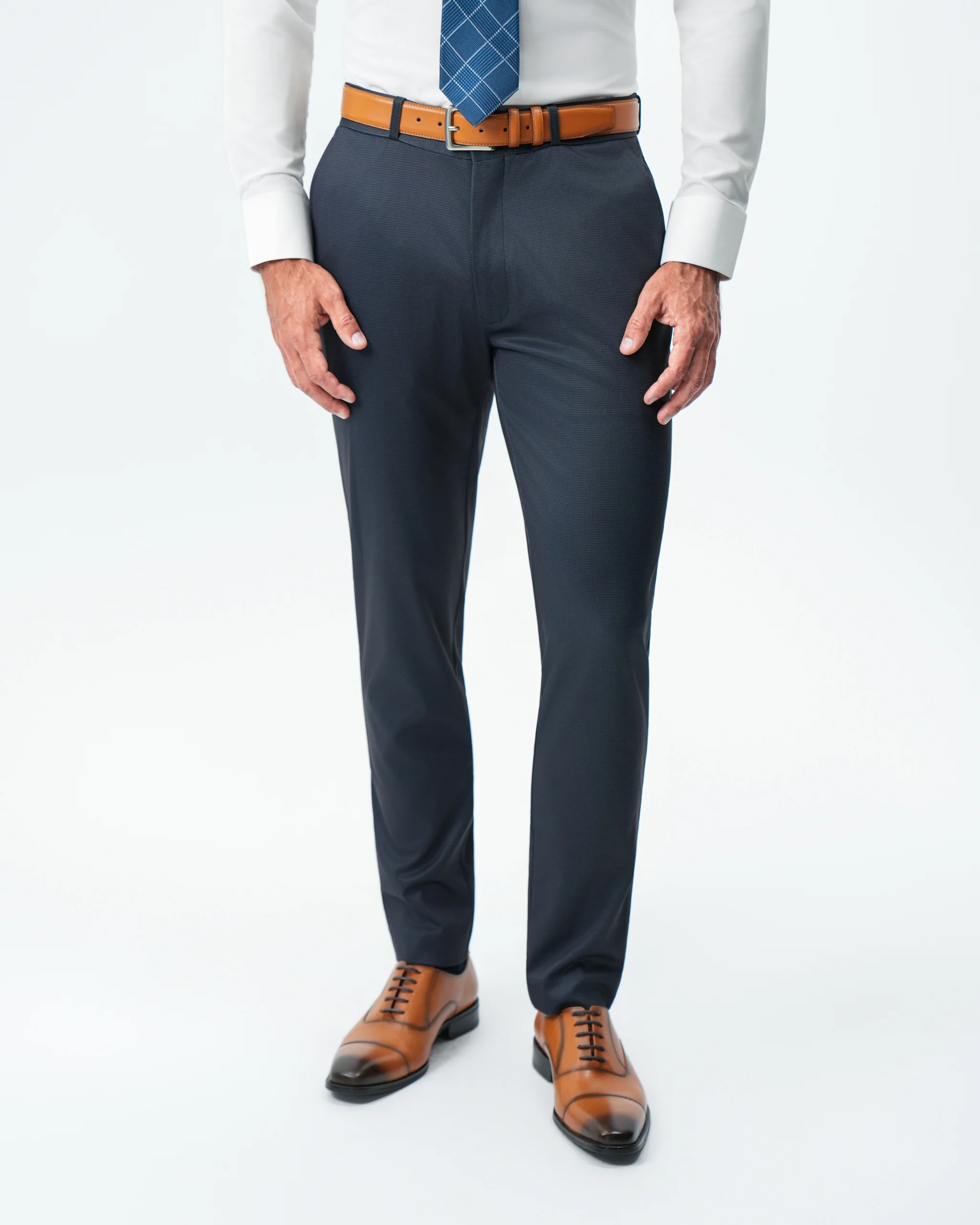 Athletic Fit Stretch Suit Pants - Navy & Black Mini Houndstooth