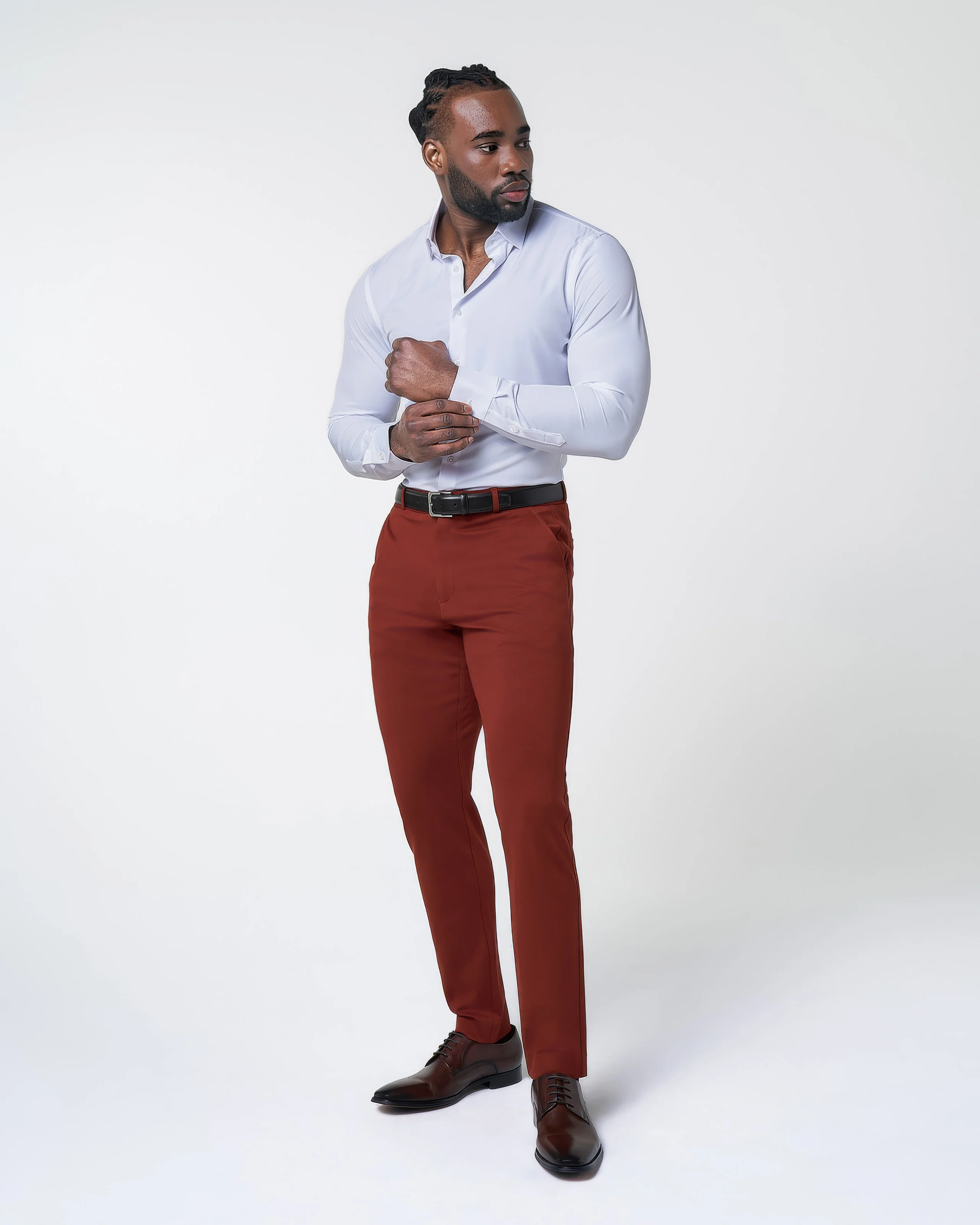 Athletic Fit Stretch Suit - Solid Brick - Image 3