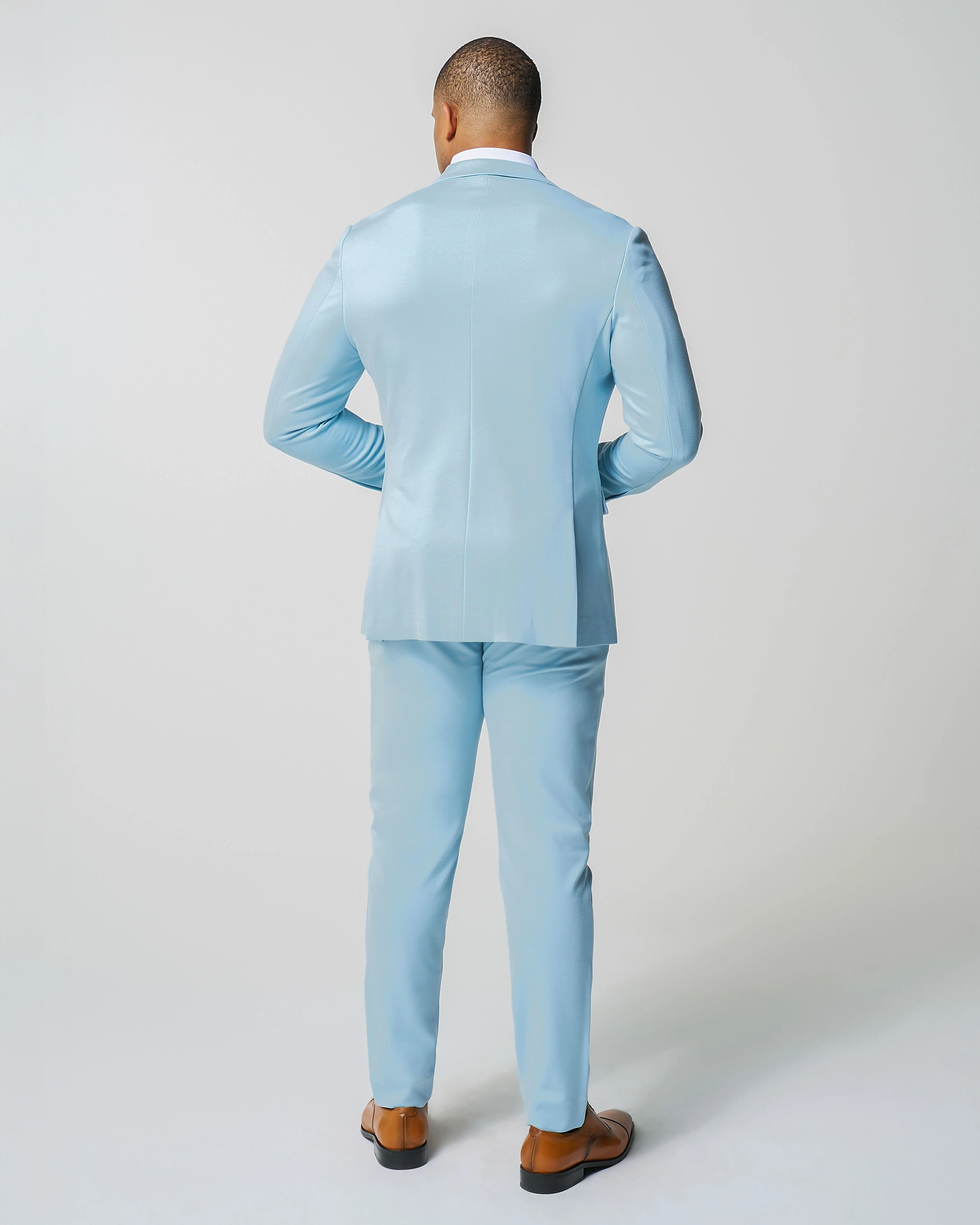 Athletic Fit Stretch Suit - Solid Cool Blue - Image 3