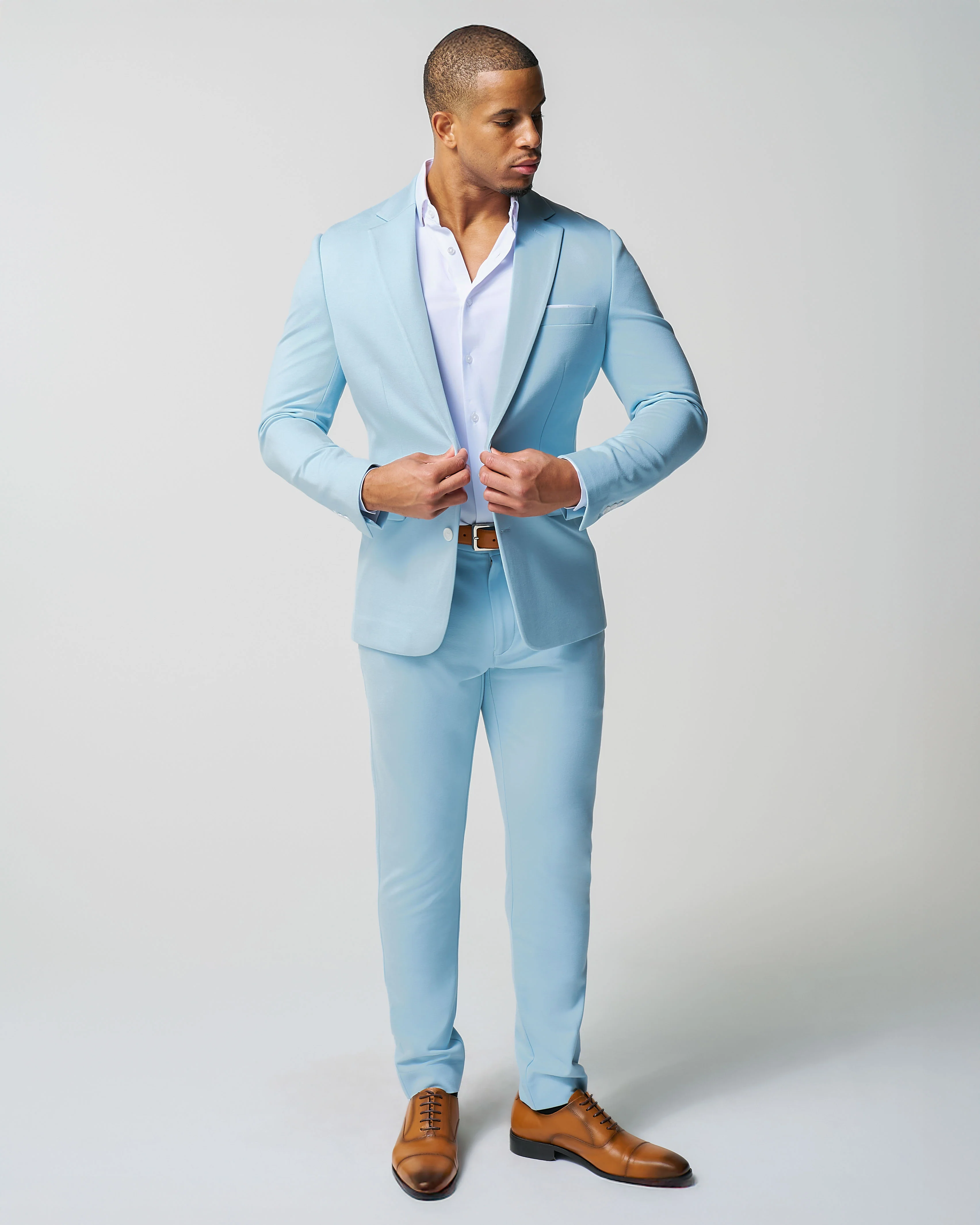 Athletic Fit Stretch Suit - Solid Cool Blue - Image 5