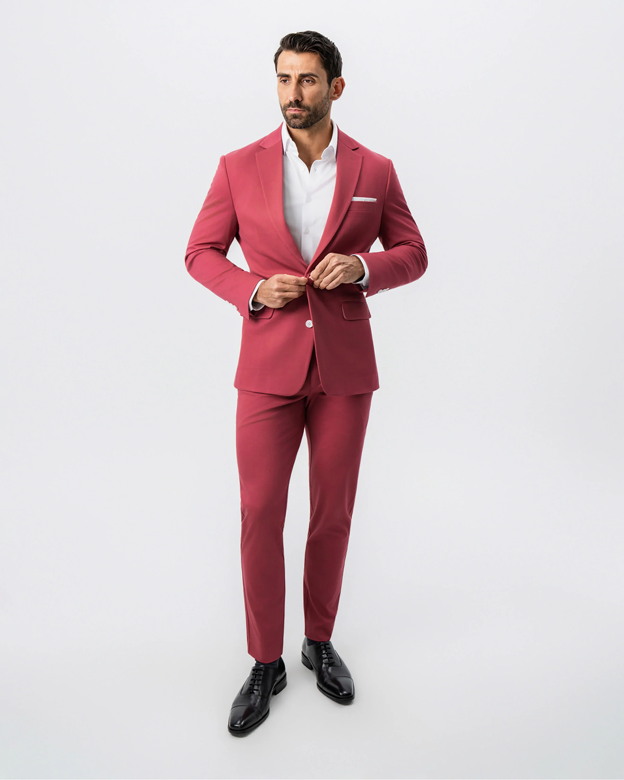 Athletic Fit Stretch Suit - Solid Crimson