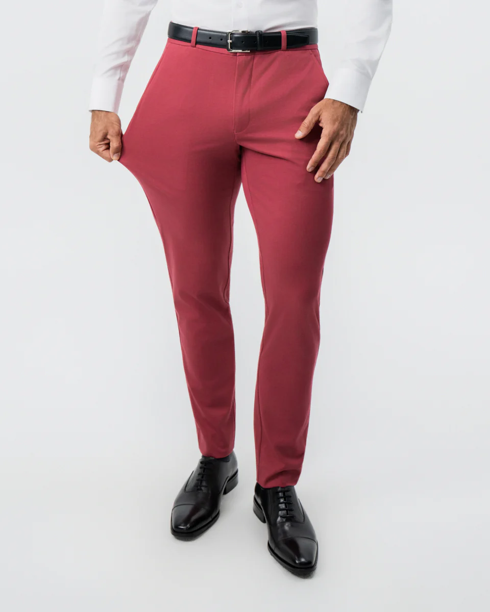 Athletic Fit Stretch Suit - Solid Crimson - Image 5