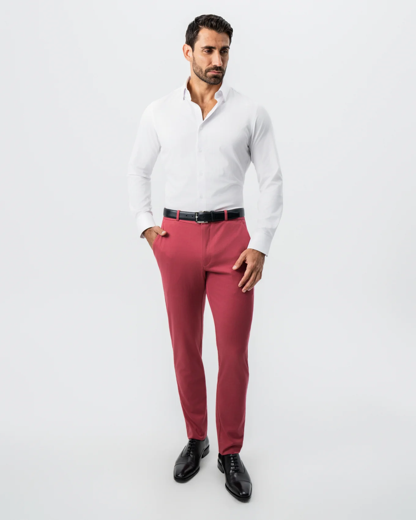 Athletic Fit Stretch Suit - Solid Crimson - Image 6