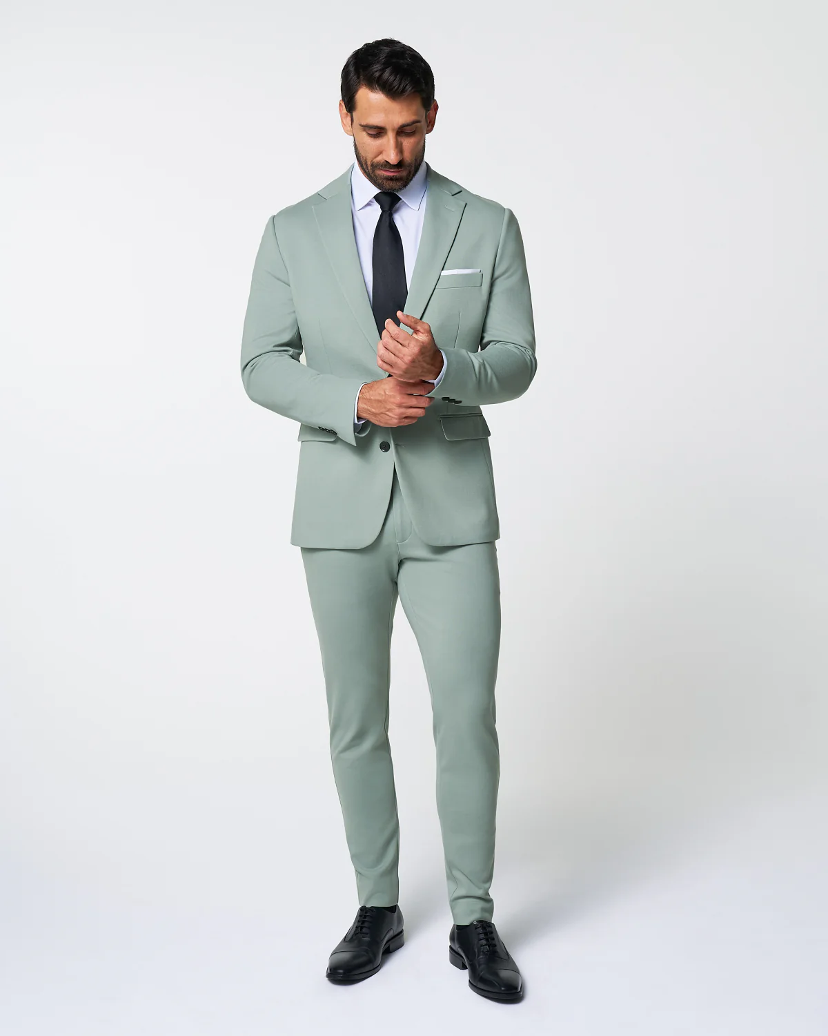 Athletic Fit Stretch Suit - Solid Dusty Sage - Image 6