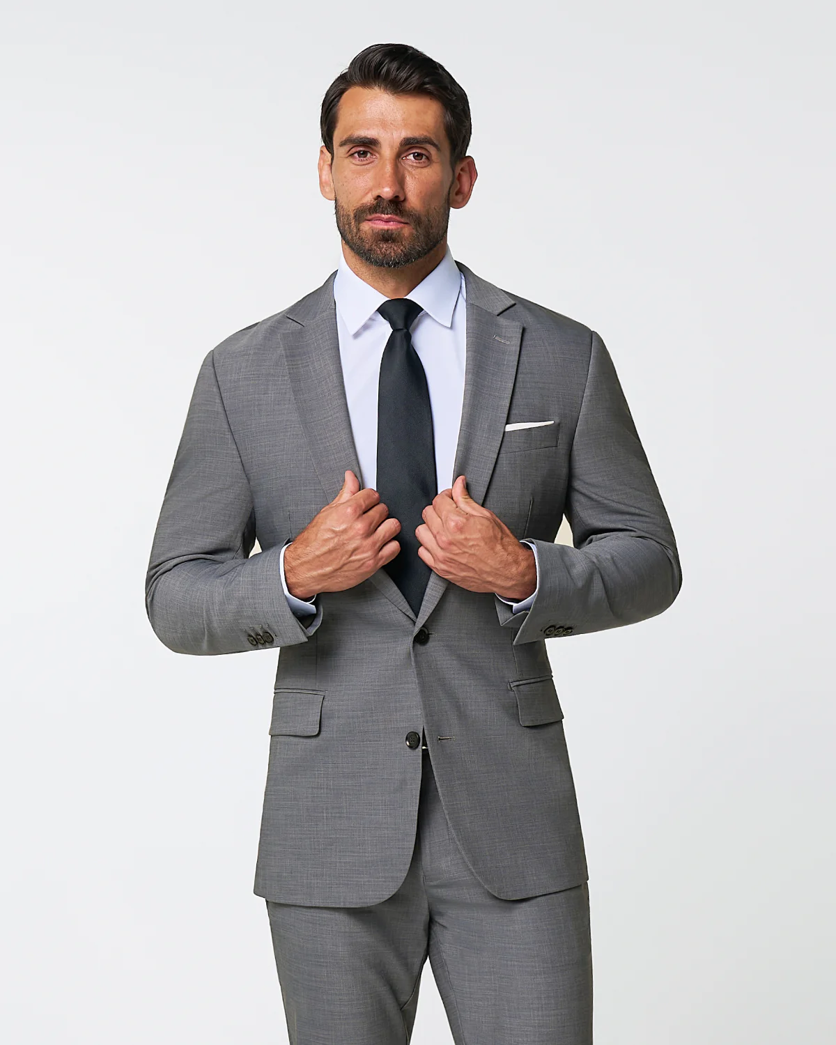 Athletic Fit Stretch Suit - Heathered Grey - Image 3
