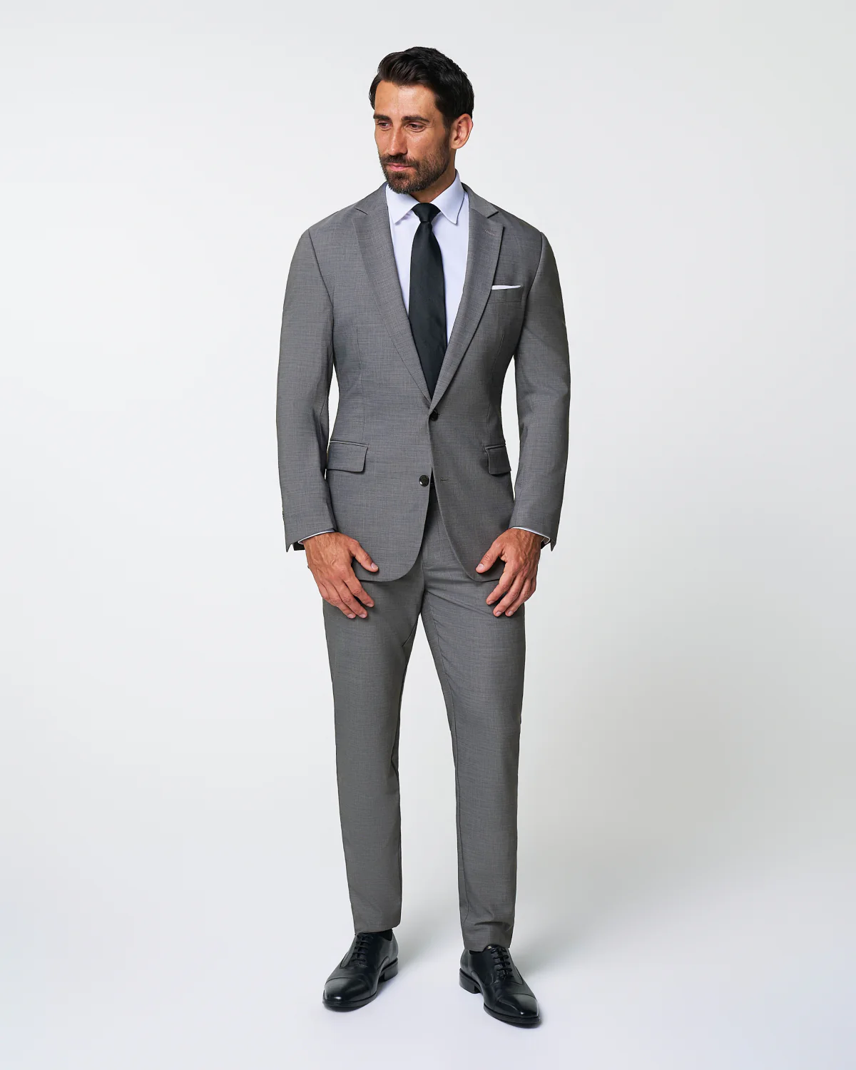 Athletic Fit Stretch Suit - Heathered Grey - Image 5