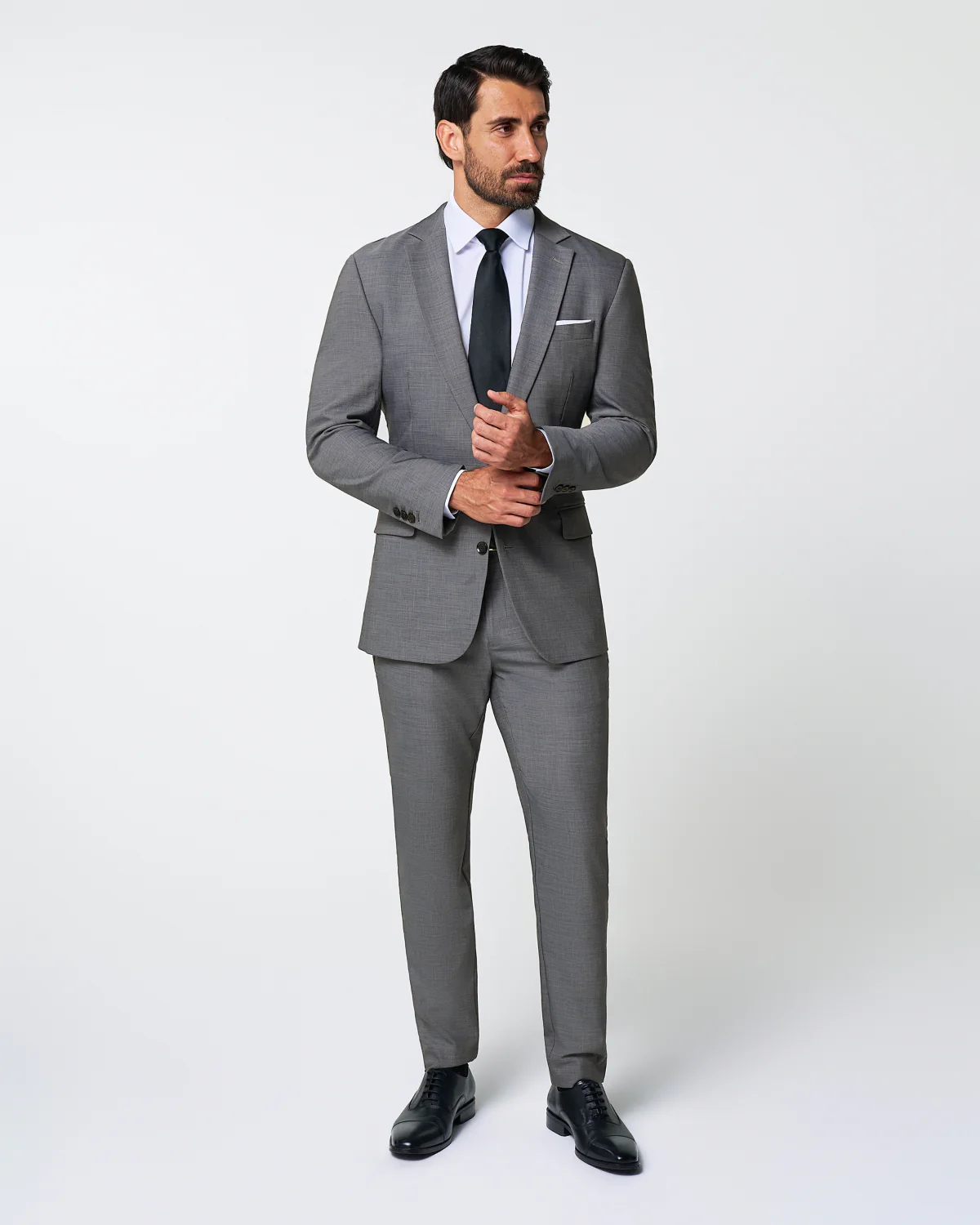 Athletic Fit Stretch Suit - Heathered Grey - Image 7