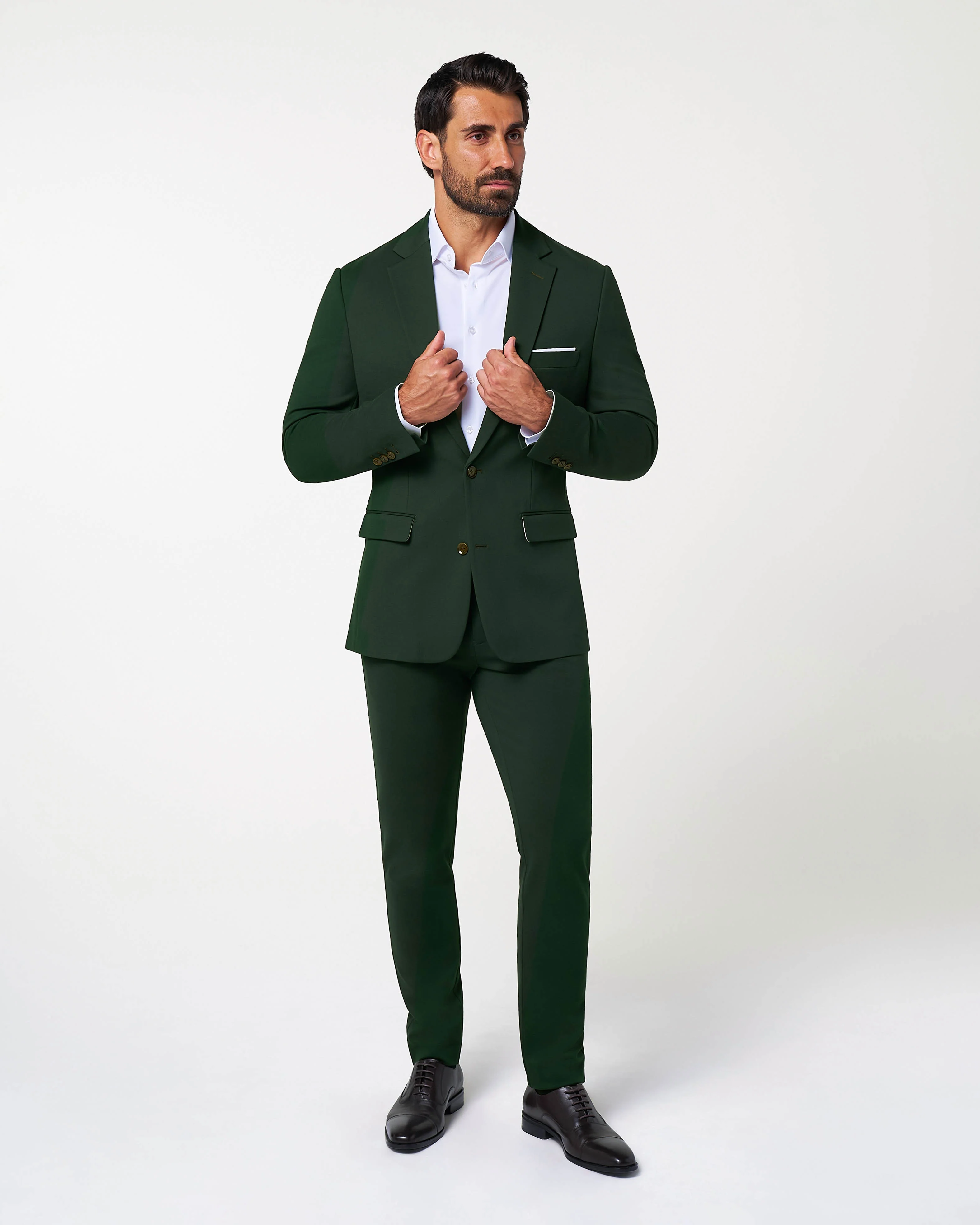 Athletic Fit Stretch Suit - Solid Hunter Green