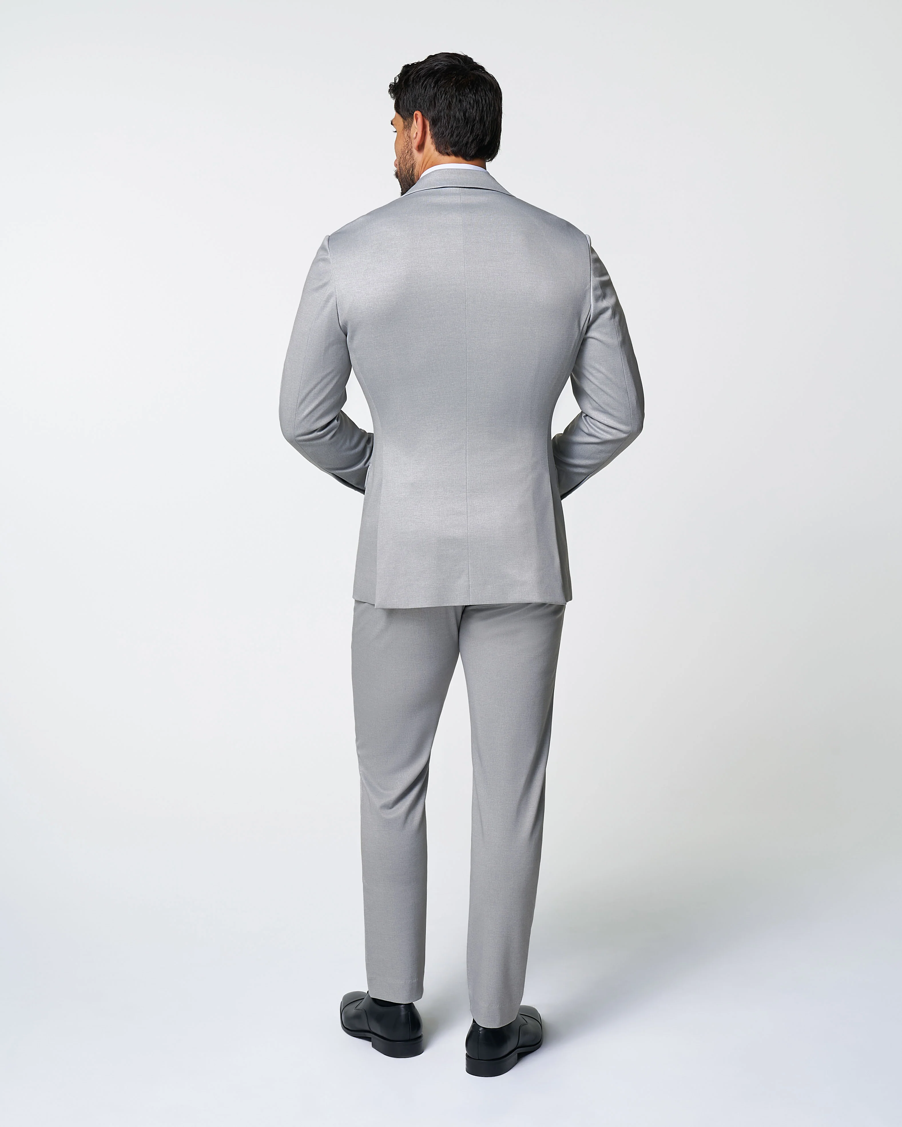 Athletic Fit Stretch Suit - Solid Light Grey - Image 4