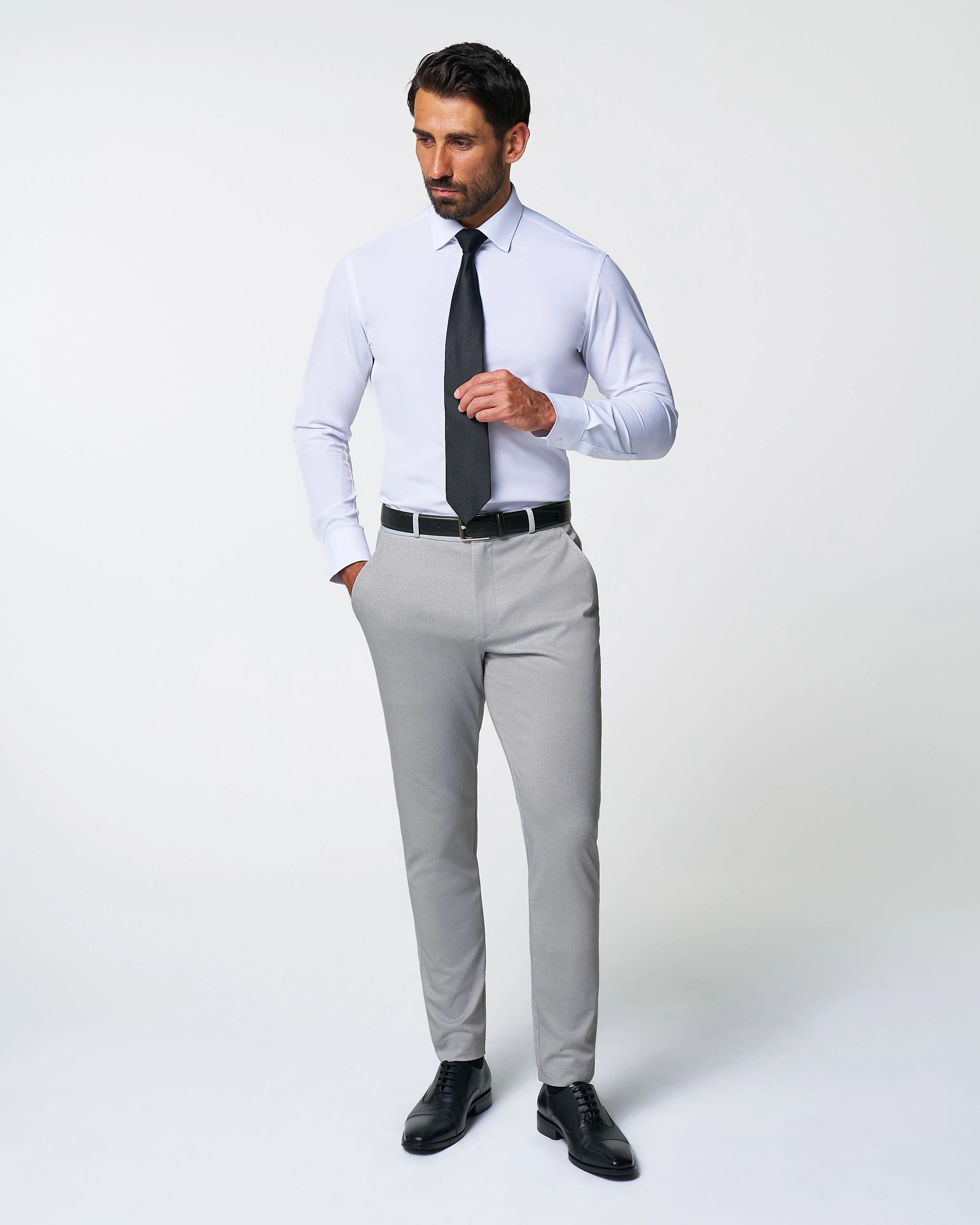 Athletic Fit Stretch Suit - Solid Light Grey - Image 5