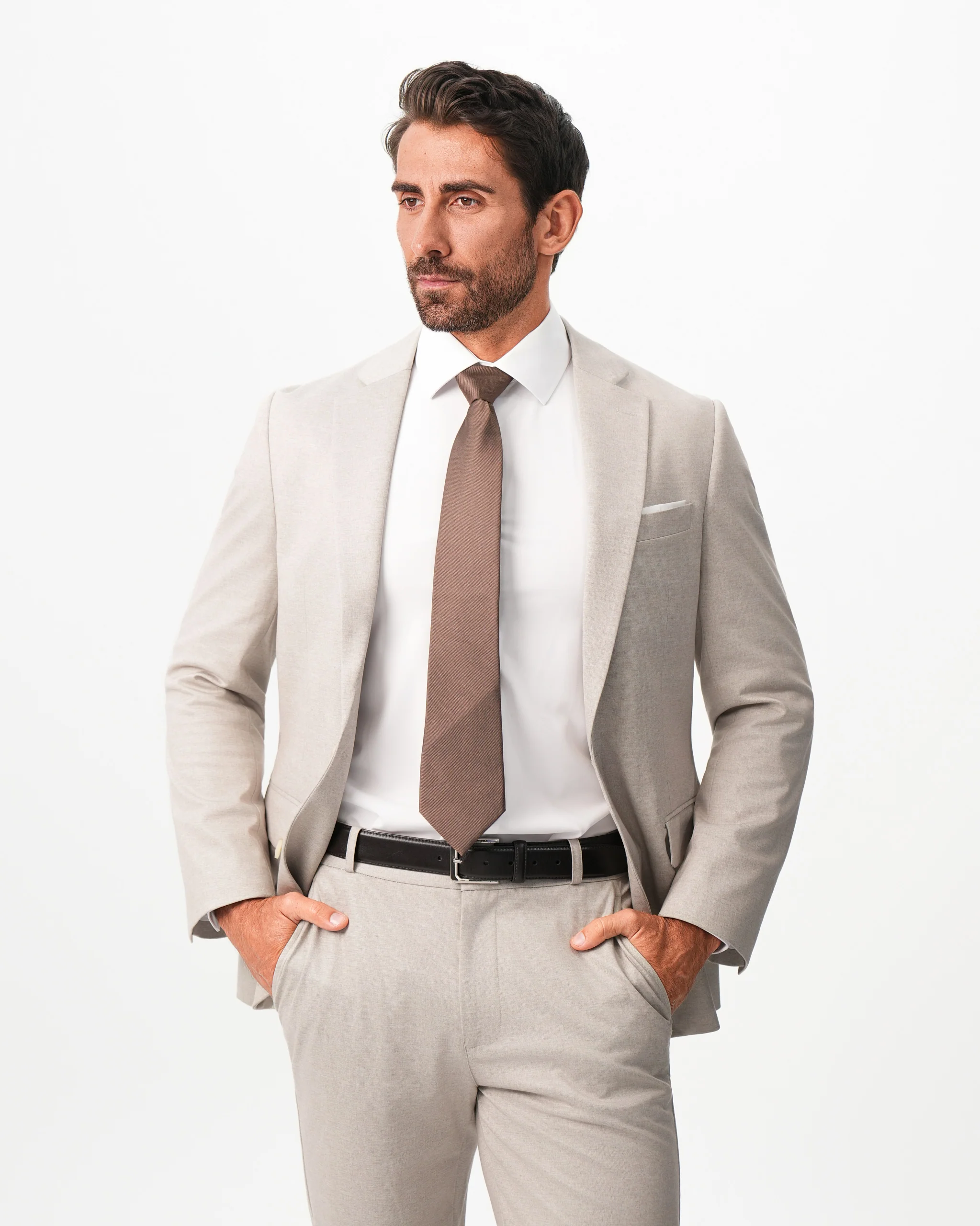 Athletic Fit Stretch Suit - Solid Tan - Image 7