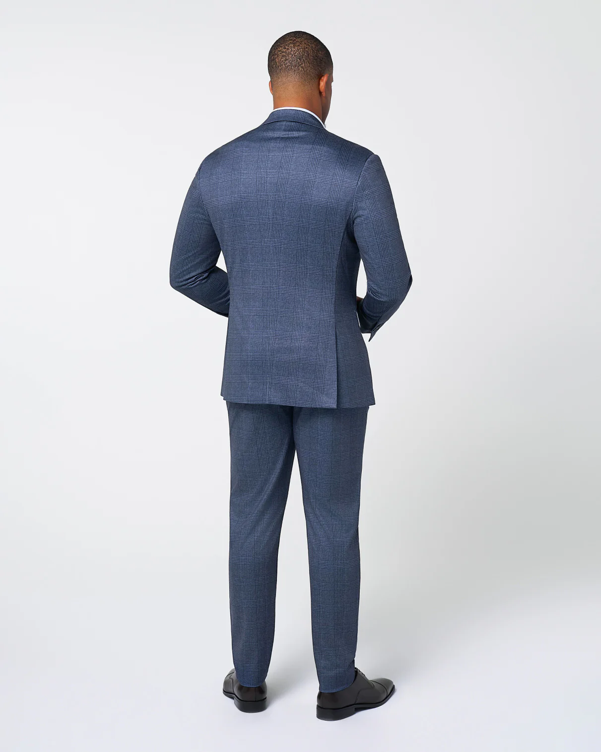 Athletic Fit Stretch Suit - Storm Blue & Navy Plaid - Image 3