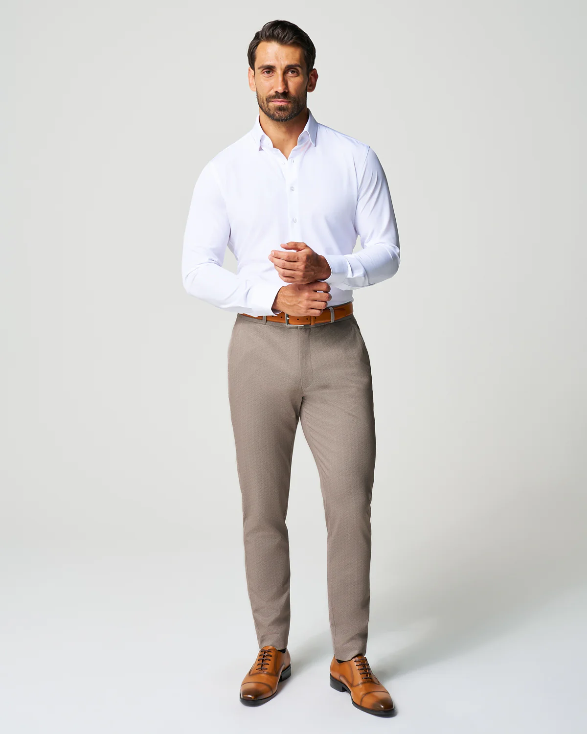 Athletic Fit Stretch Suit - Tan Herringbone - Image 6