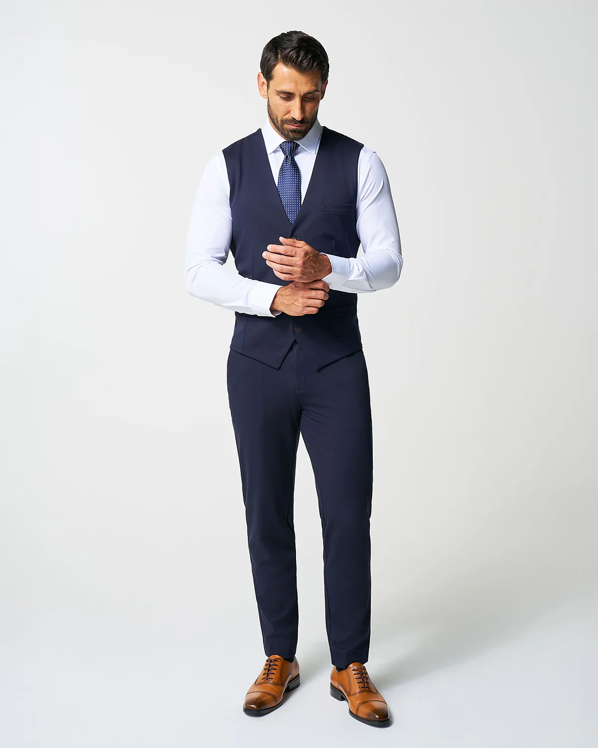 Athletic Fit Stretch Suit Vest - Navy - Image 4
